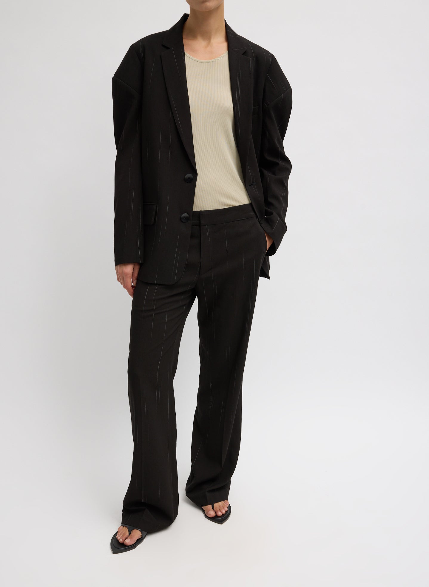 Viscose Suiting Isaac Pant - front view on model
