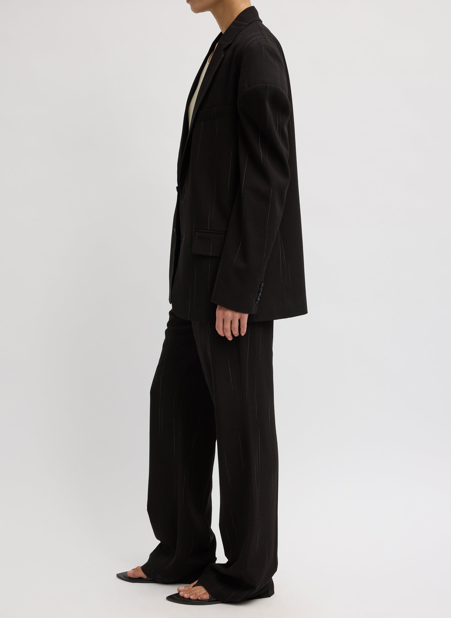 Viscose Suiting Isaac Pant - side view on model