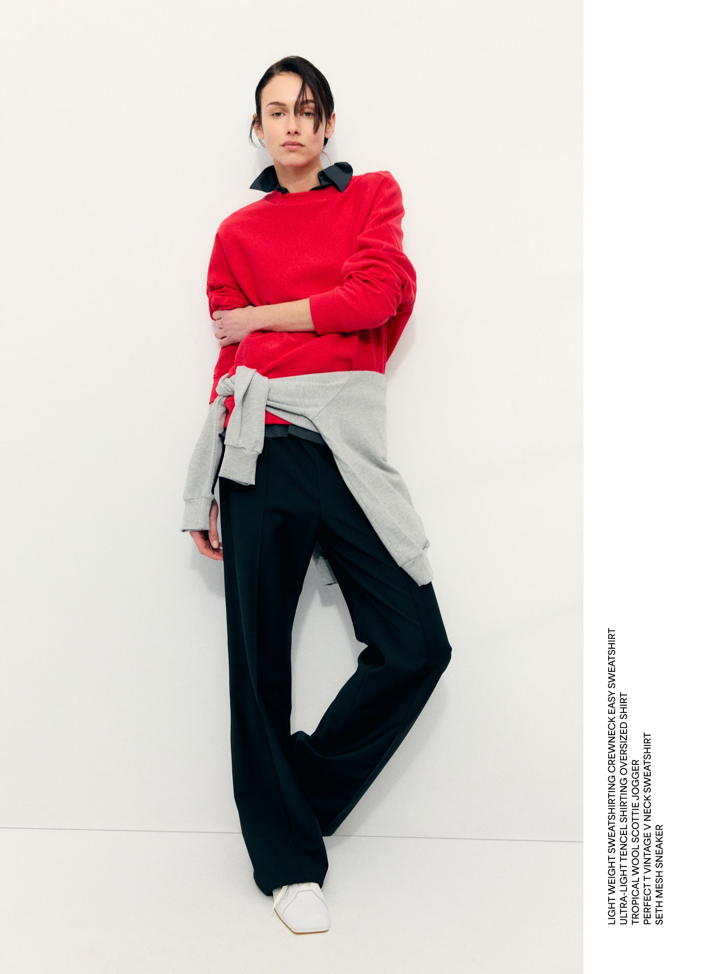 Red Light Weight Sweatshirting Crewneck Sweatshirt - editorial campaign on model