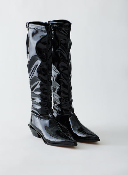 Bronson Faux Patent Leather Boot - Regular Calf – Tibi Official