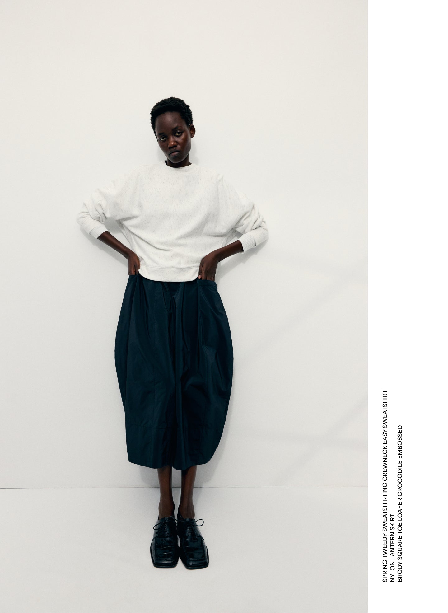 Black Nylon Lantern Skirt - editorial campaign on model
