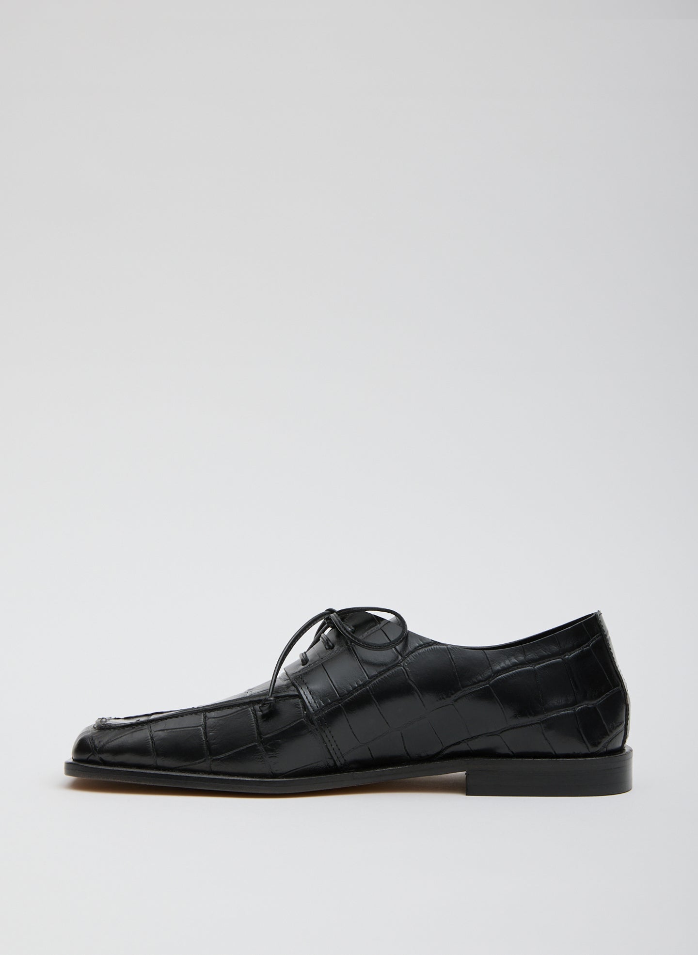 Black Brody Square Toe Loafer Crocodile Embossed - leather, side view