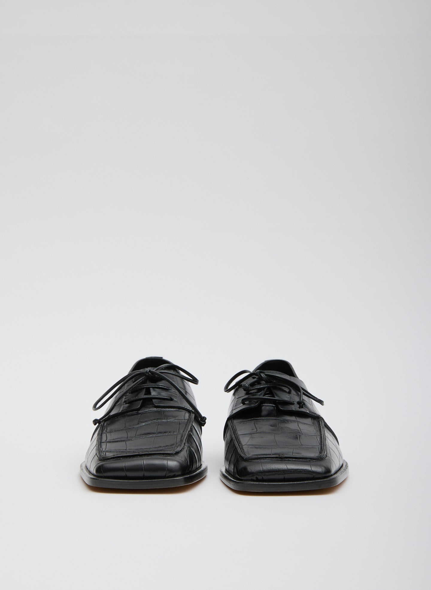 Black Brody Square Toe Loafer Crocodile Embossed - leather, front view