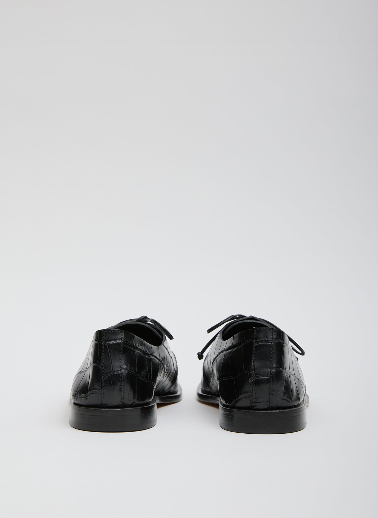 Black Brody Square Toe Loafer Crocodile Embossed - leather, back view