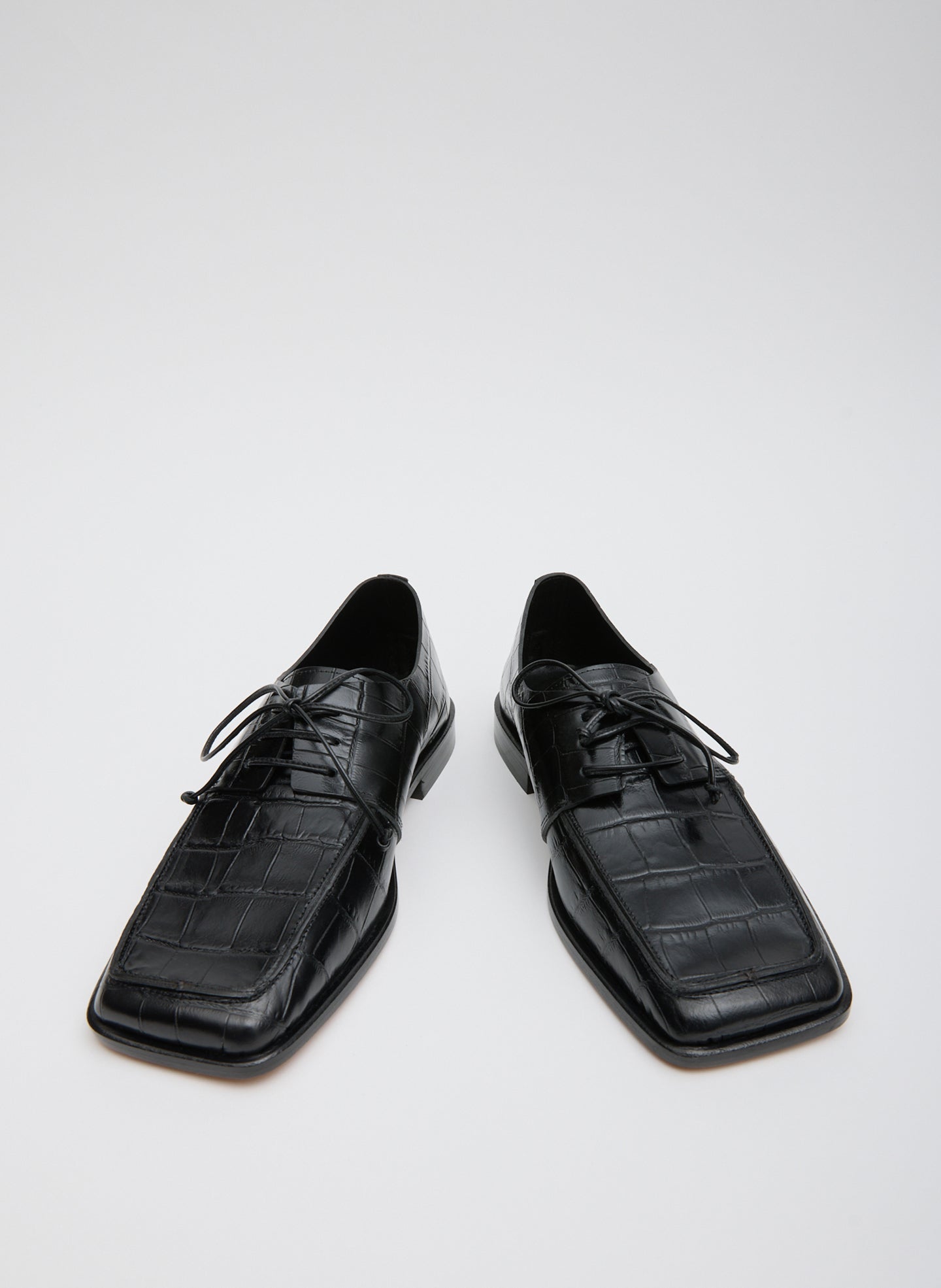 Black Brody Square Toe Loafer Crocodile Embossed - leather, front view
