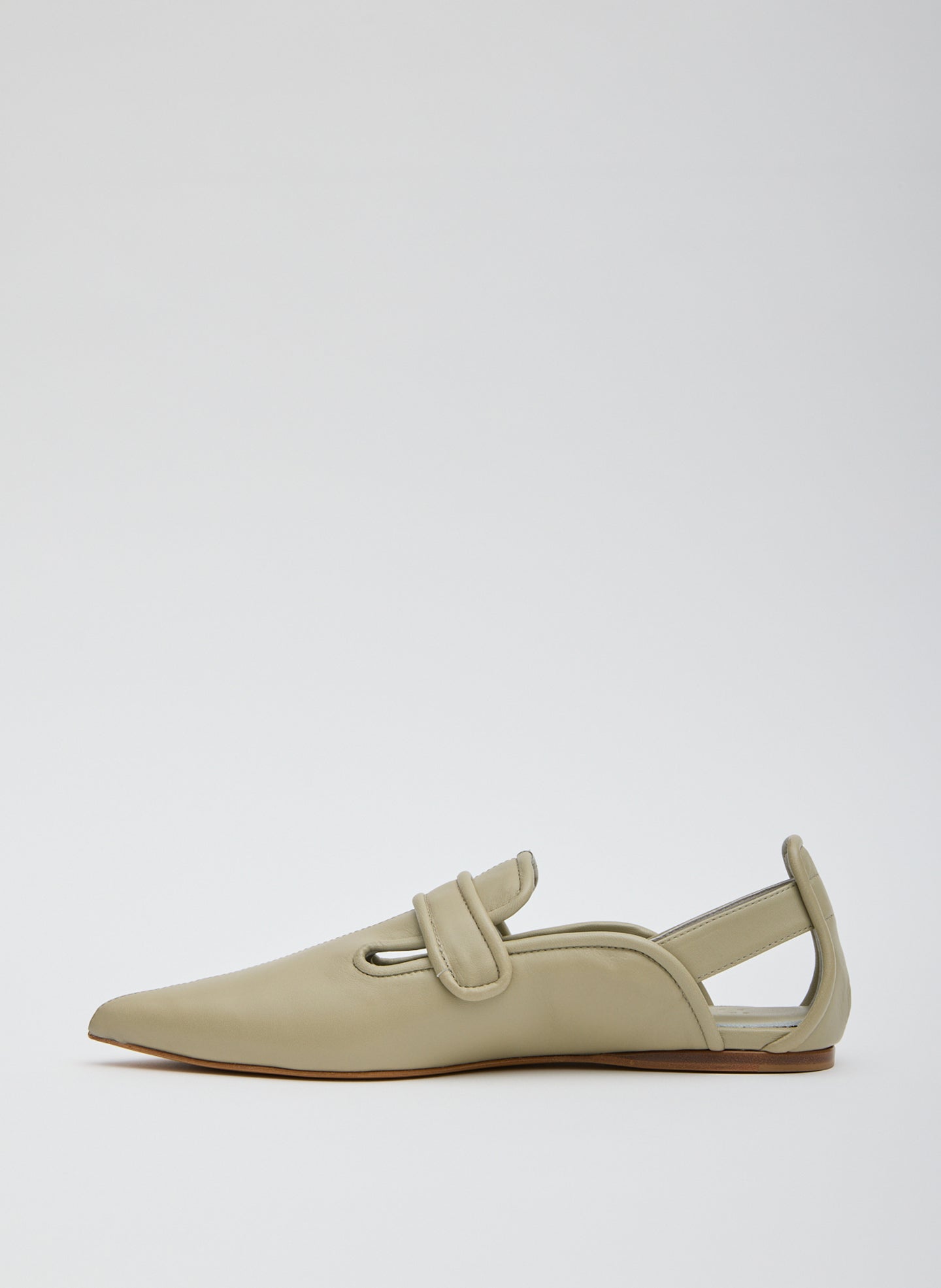 Dusty Pale Green Cozy Rudolph Flat - pointed toe, side view