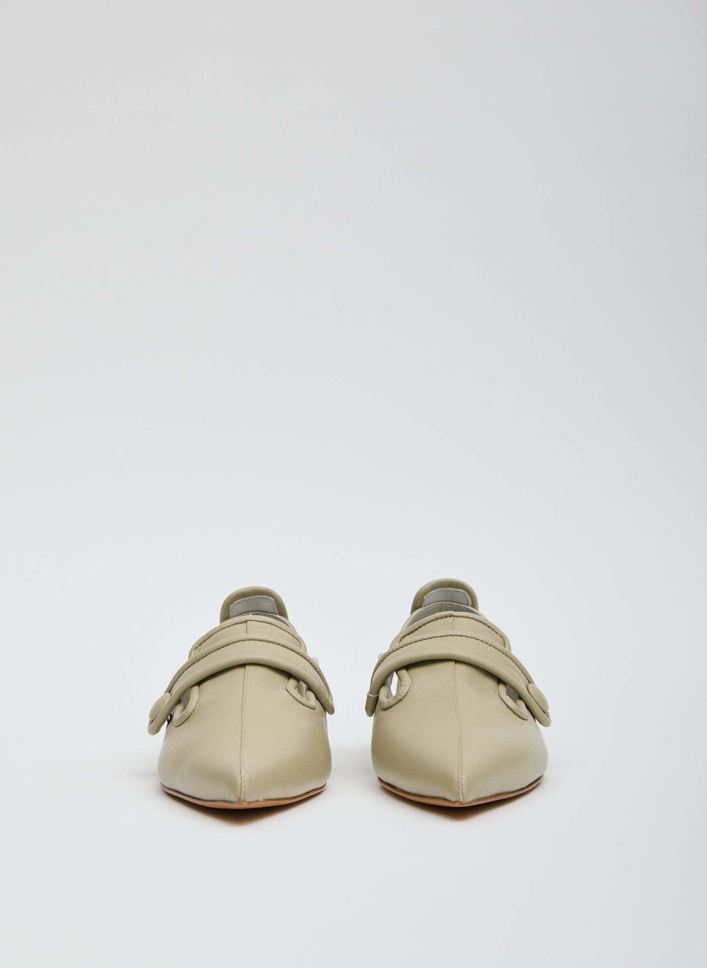 Dusty Pale Green Cozy Rudolph Flat - pointed toe, front view