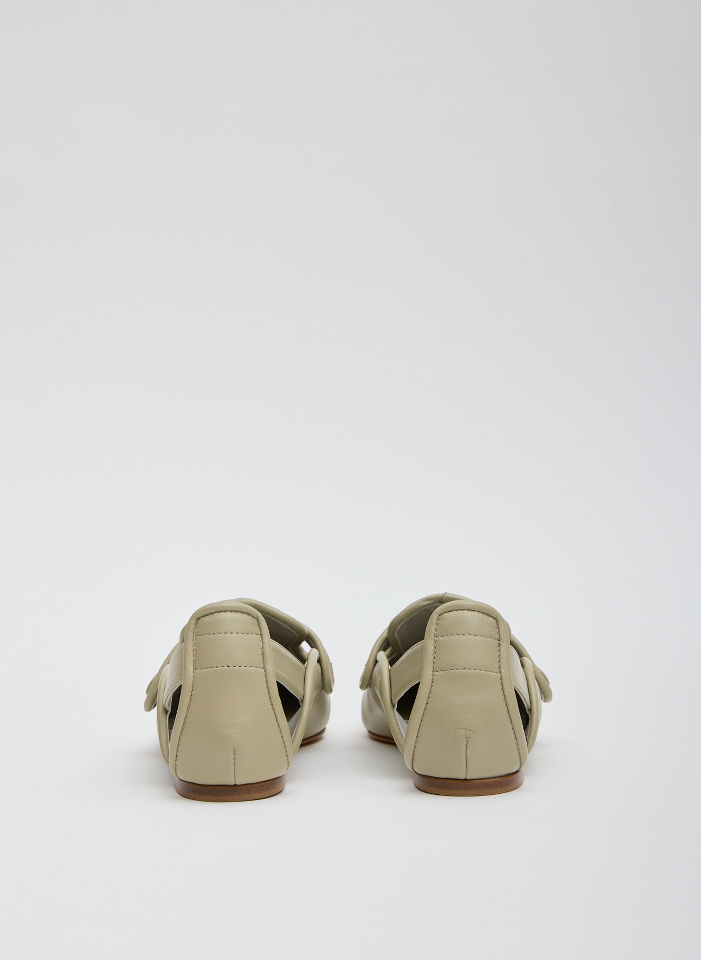 Dusty Pale Green Cozy Rudolph Flat - pointed toe, back view
