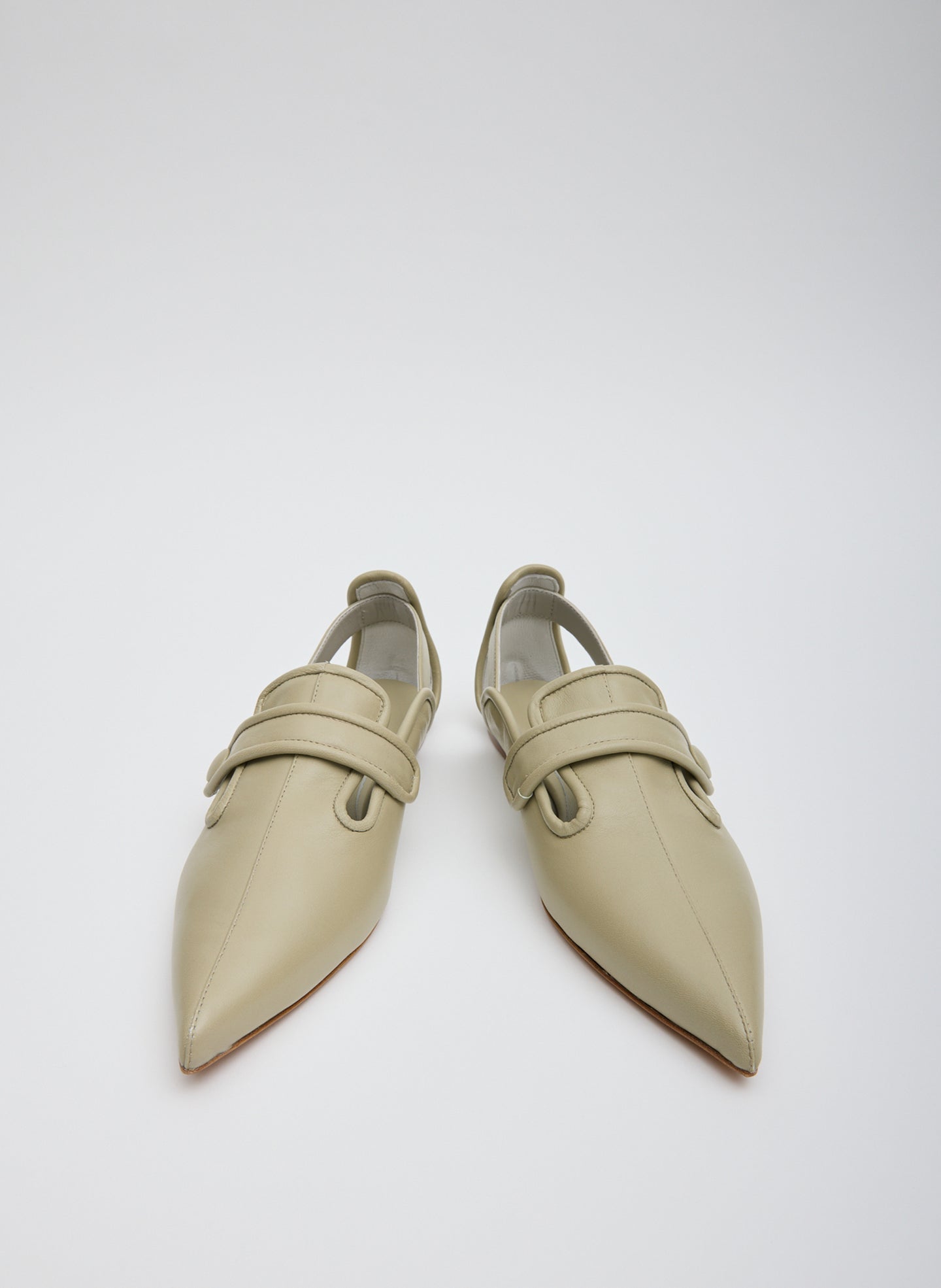 Dusty Pale Green Cozy Rudolph Flat - pointed toe, front view