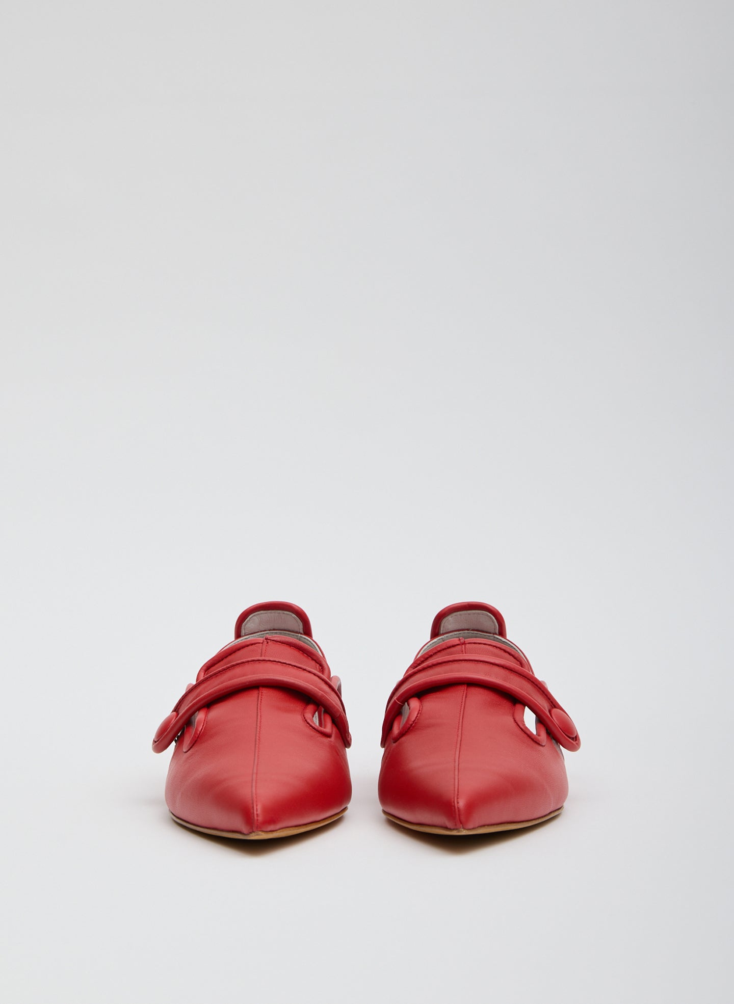 Red Cozy Rudolph Flat - pointed toe, front view