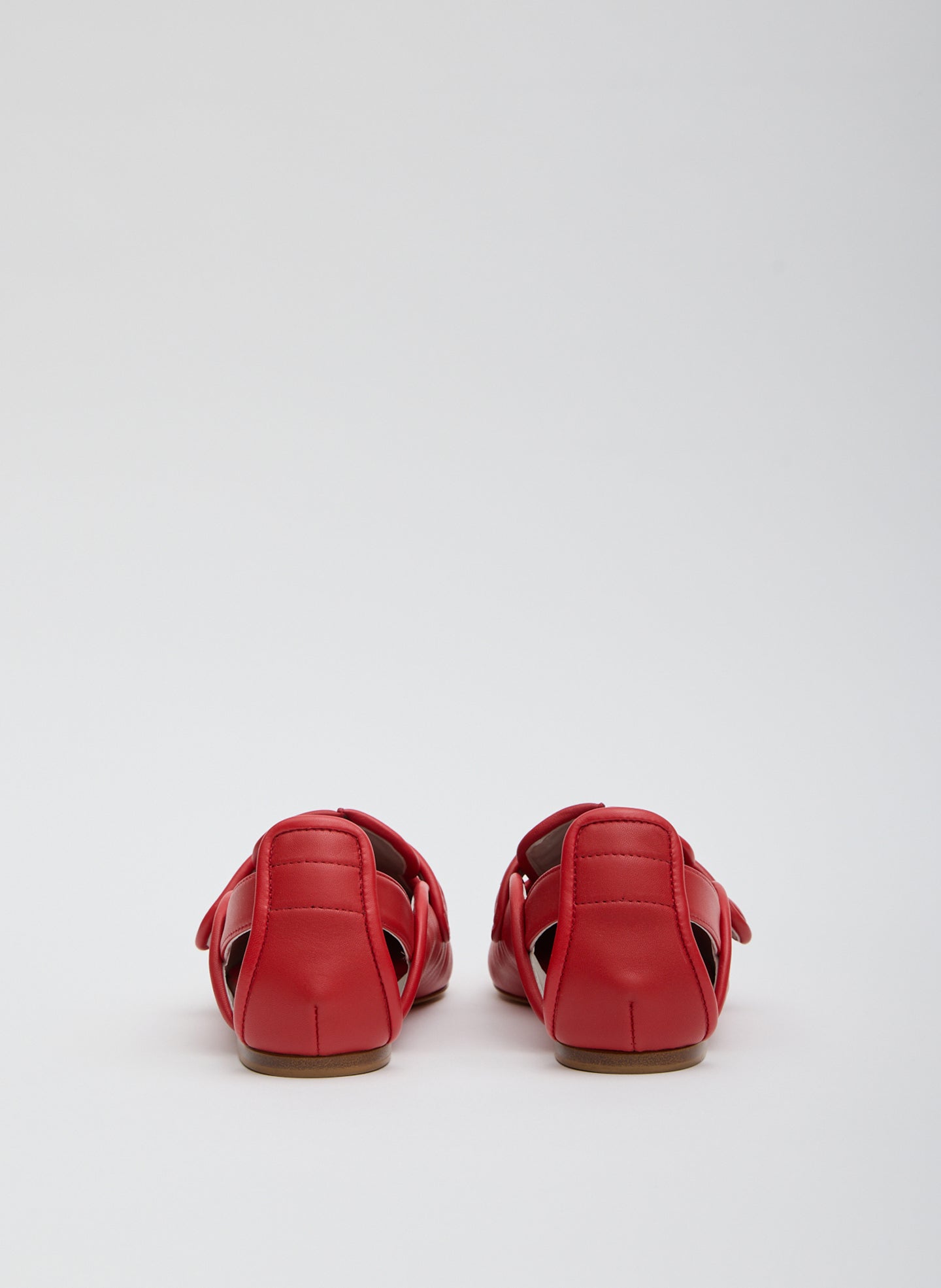 Red Cozy Rudolph Flat - pointed toe, back view