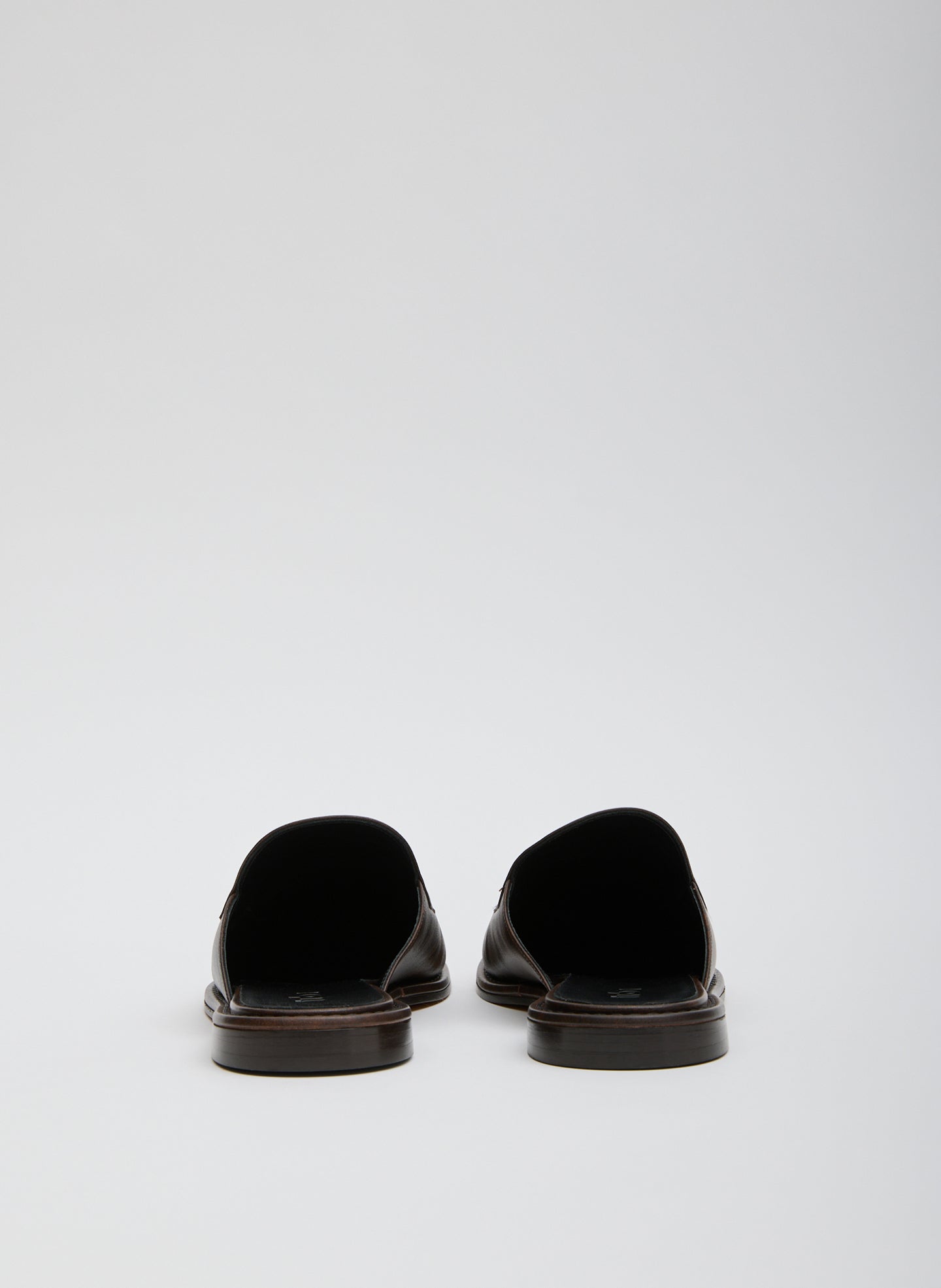 Brown Leather Herbert Slide - loafer slide, back view