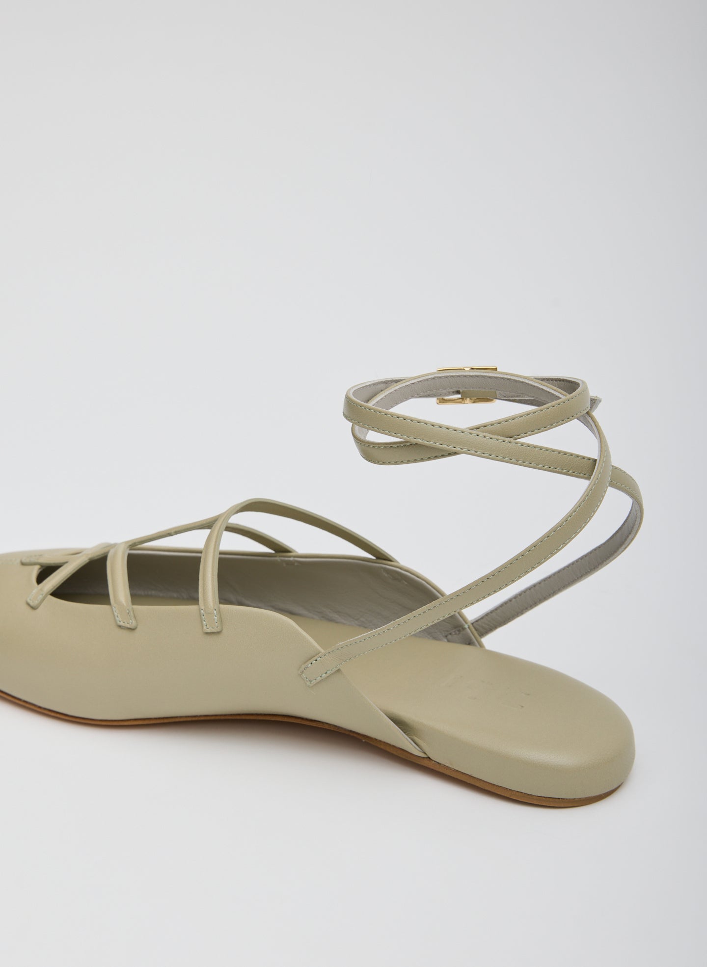 Dusty Pale Green Jean-Claude Flat - closeup of strap details