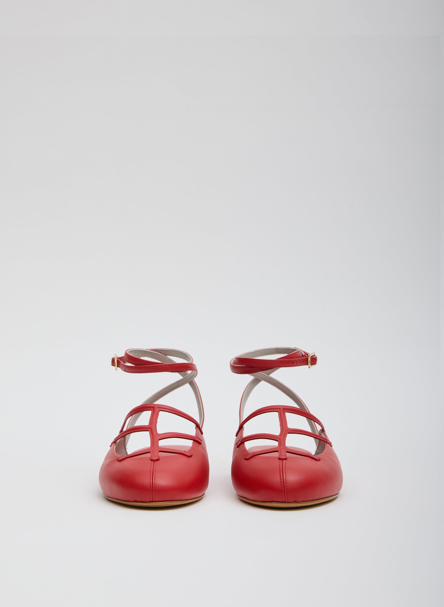 Red Jean-Claude Flat - caged ballet flat, front view