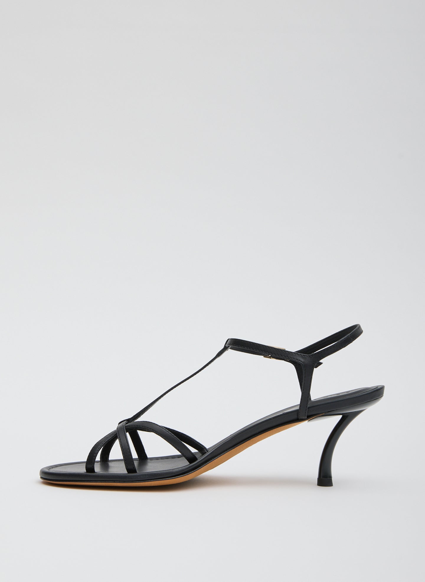 Dark Navy Milbourne Heel - heeled leather sandal, side view