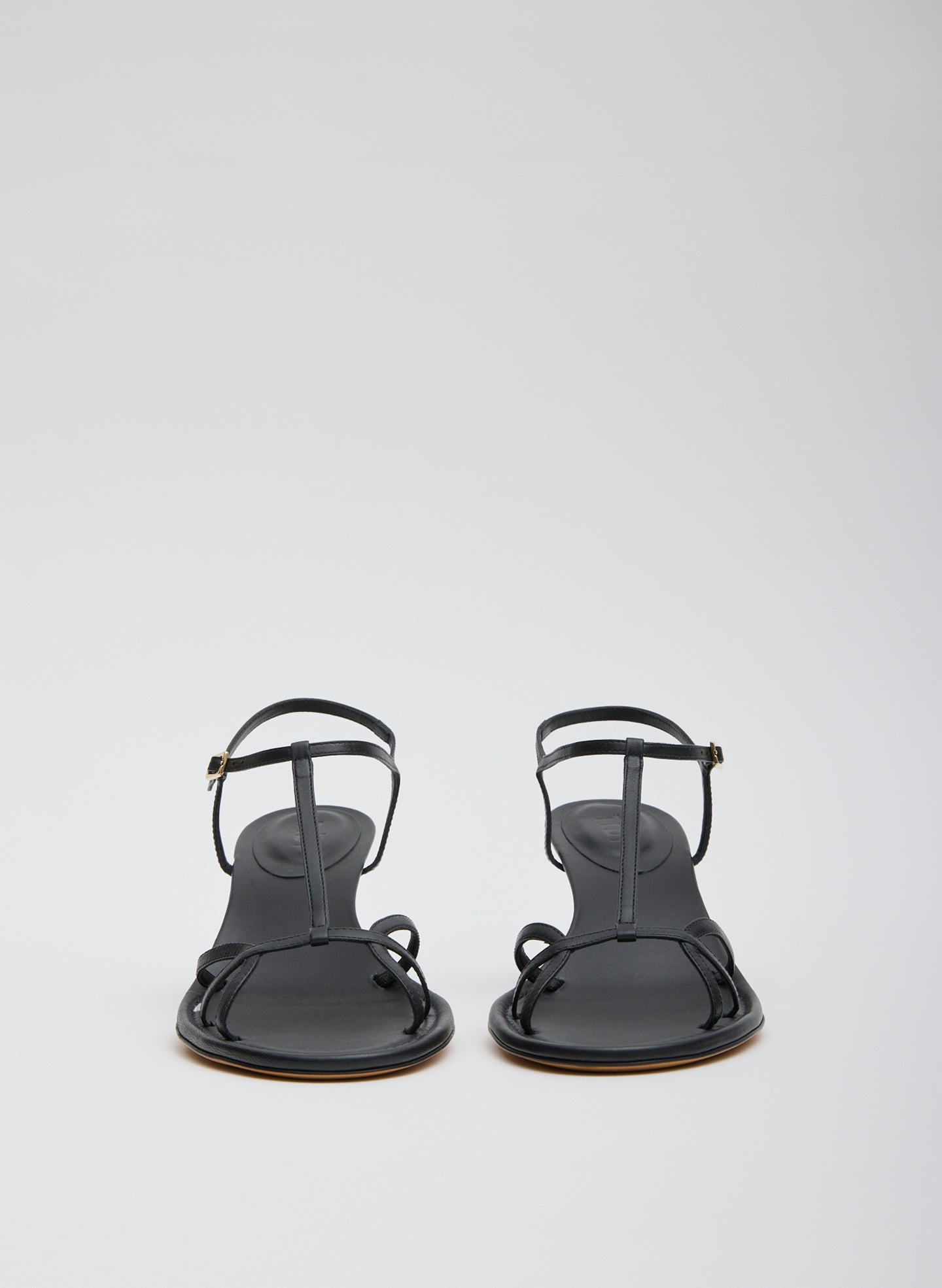 Dark Navy Milbourne Heel - heeled leather sandal, front view