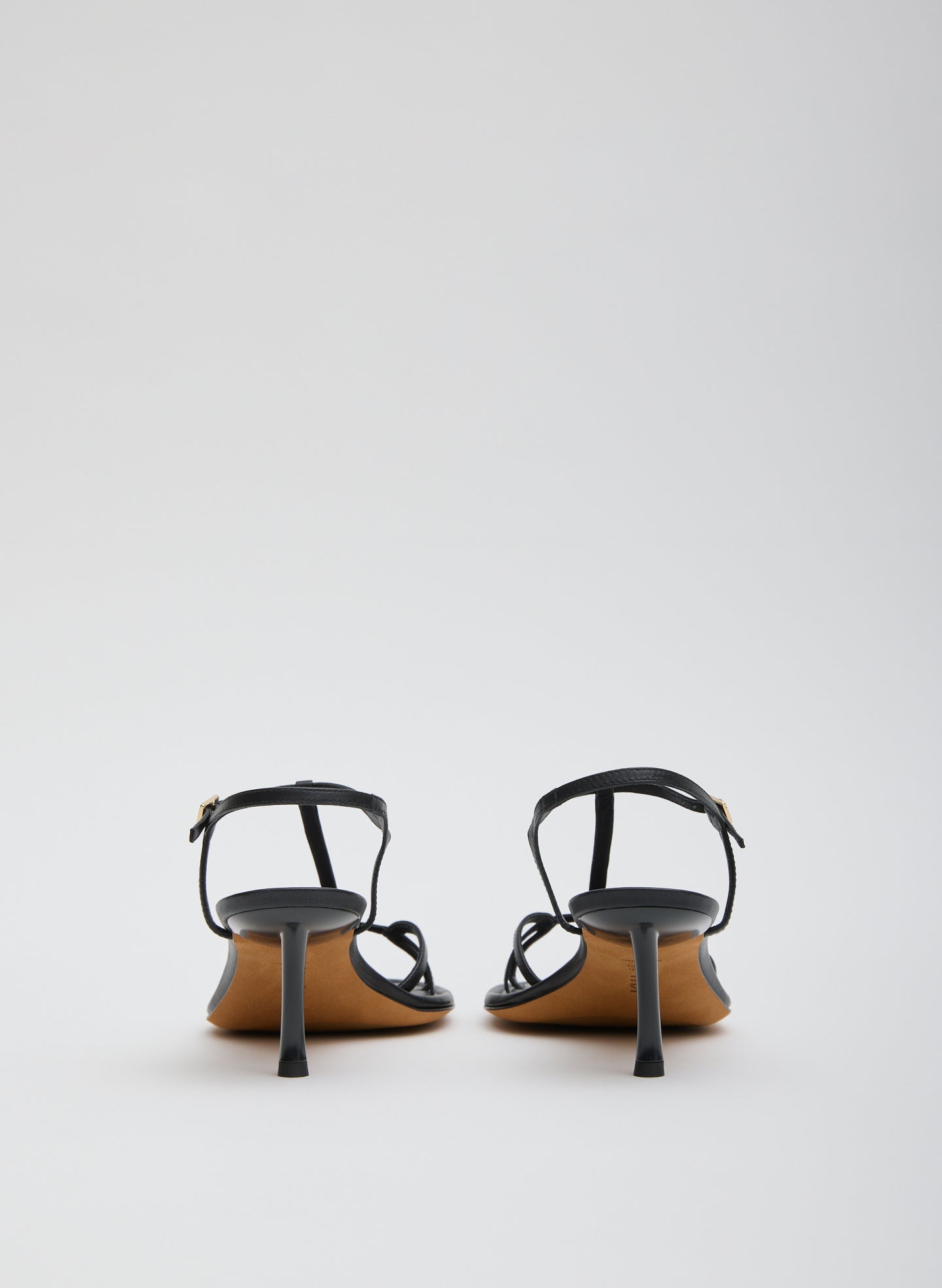 Dark Navy Milbourne Heel - heeled leather sandal, back view