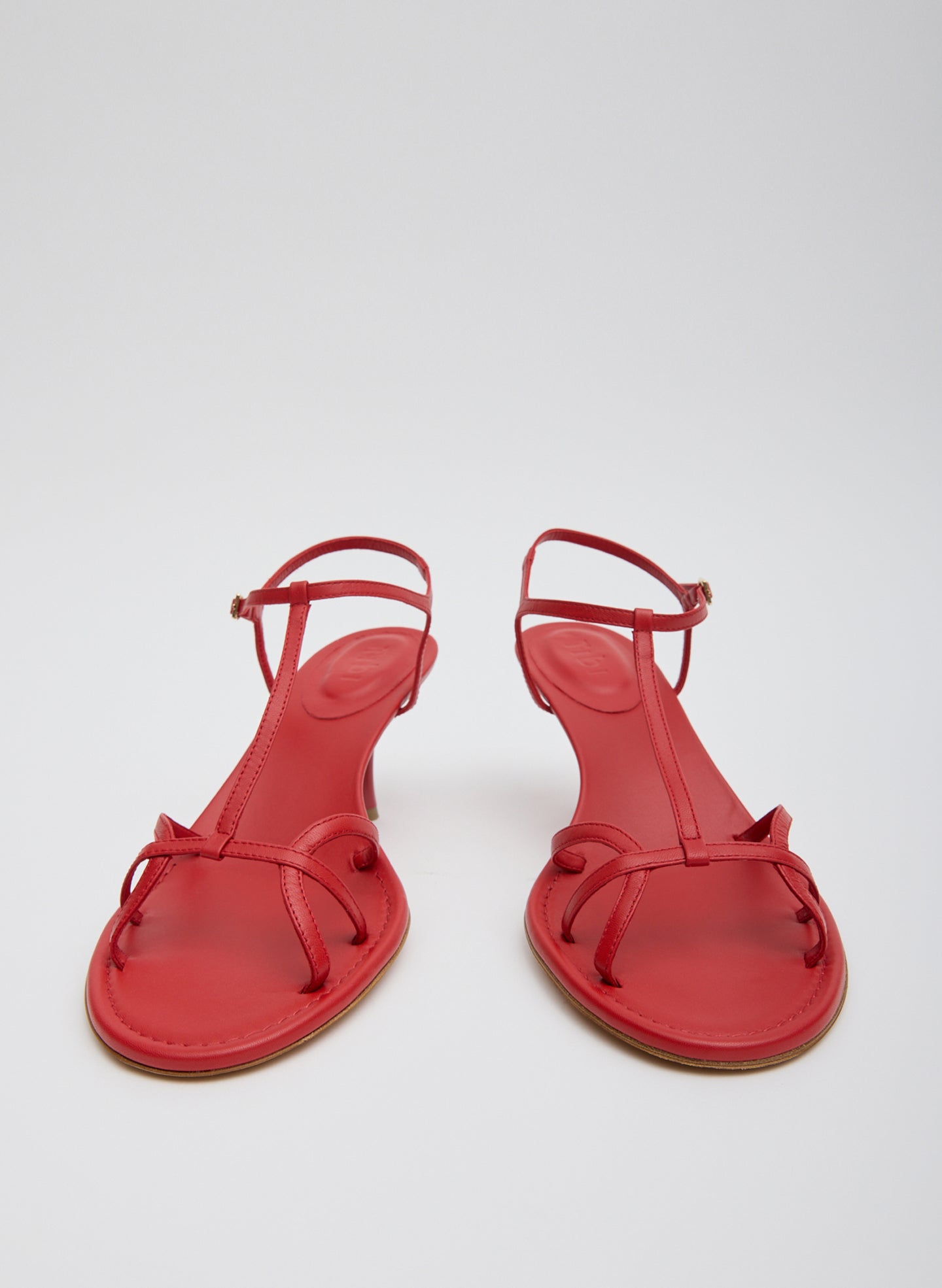 Red Milbourne Heel - heeled leather sandal, front view