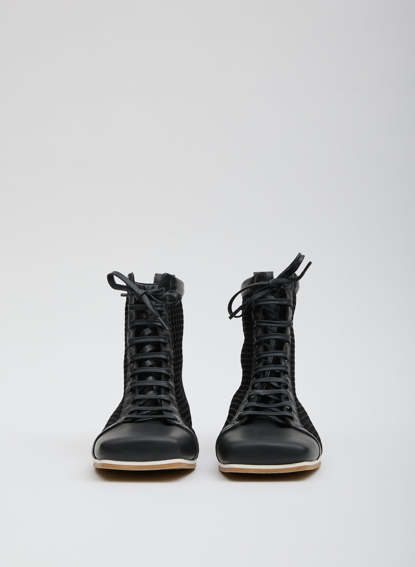 Black Seth Mesh High Top Sneaker - leather sneaker, front view