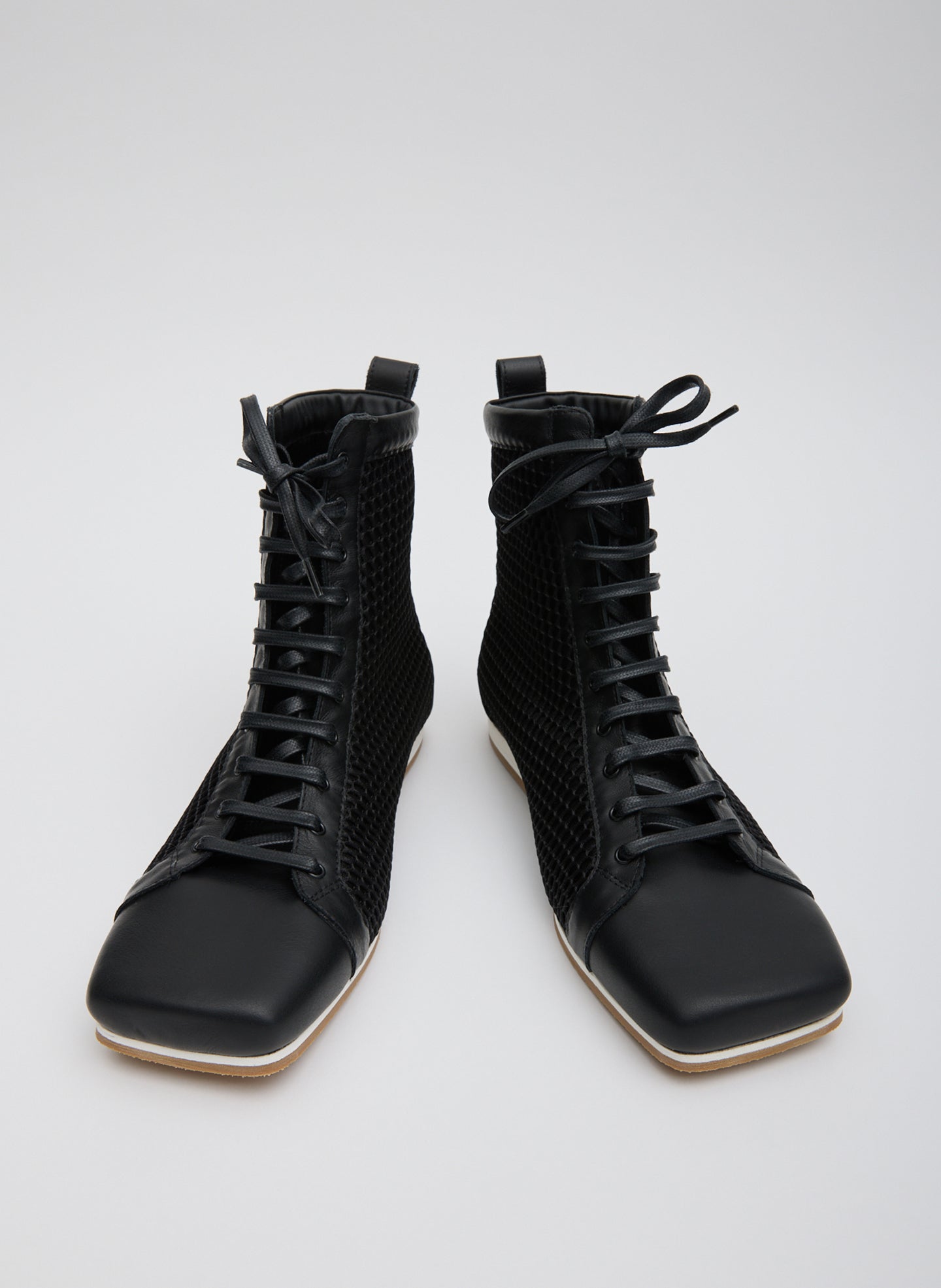 Black Seth Mesh High Top Sneaker - leather sneaker, front view