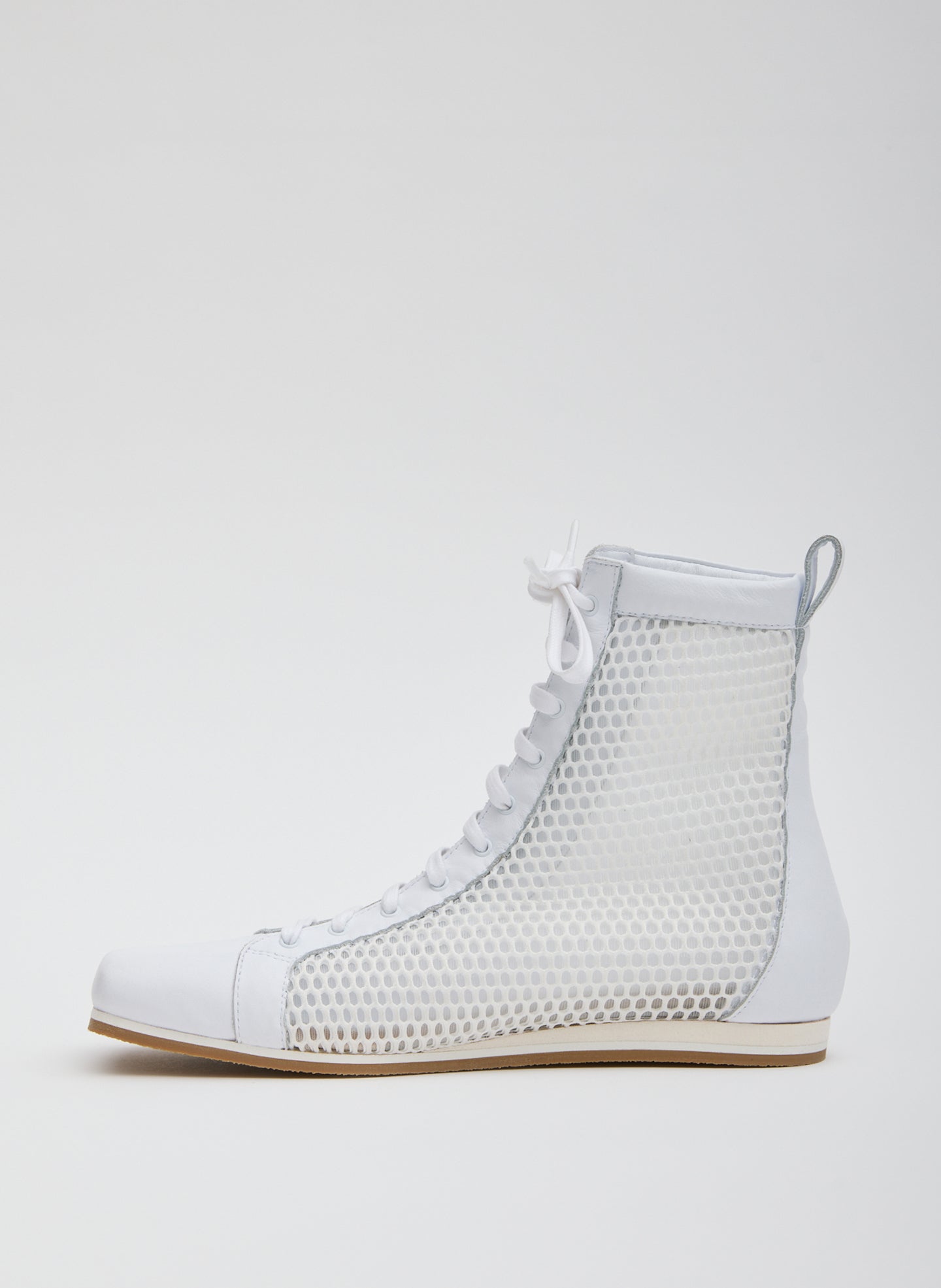 White Seth Mesh High Top Sneaker - leather sneaker, side view