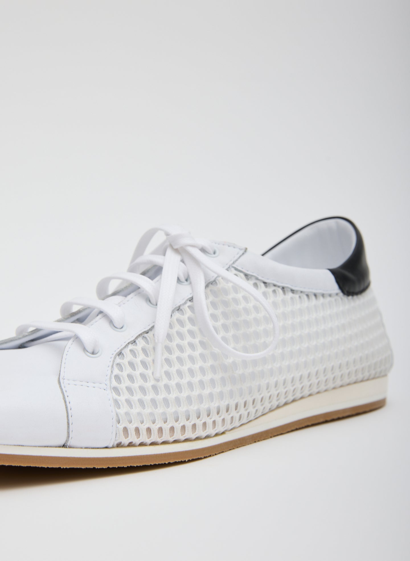 White Seth Mesh Sneaker - closeup of mesh detail