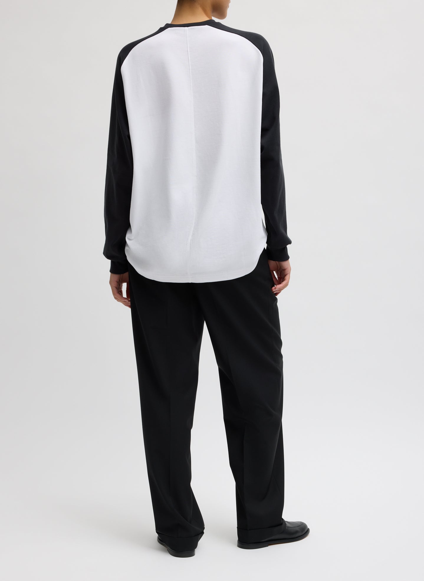 Perfect Sculpted Baseball T-Shirt - long sleeve tee, back view on model