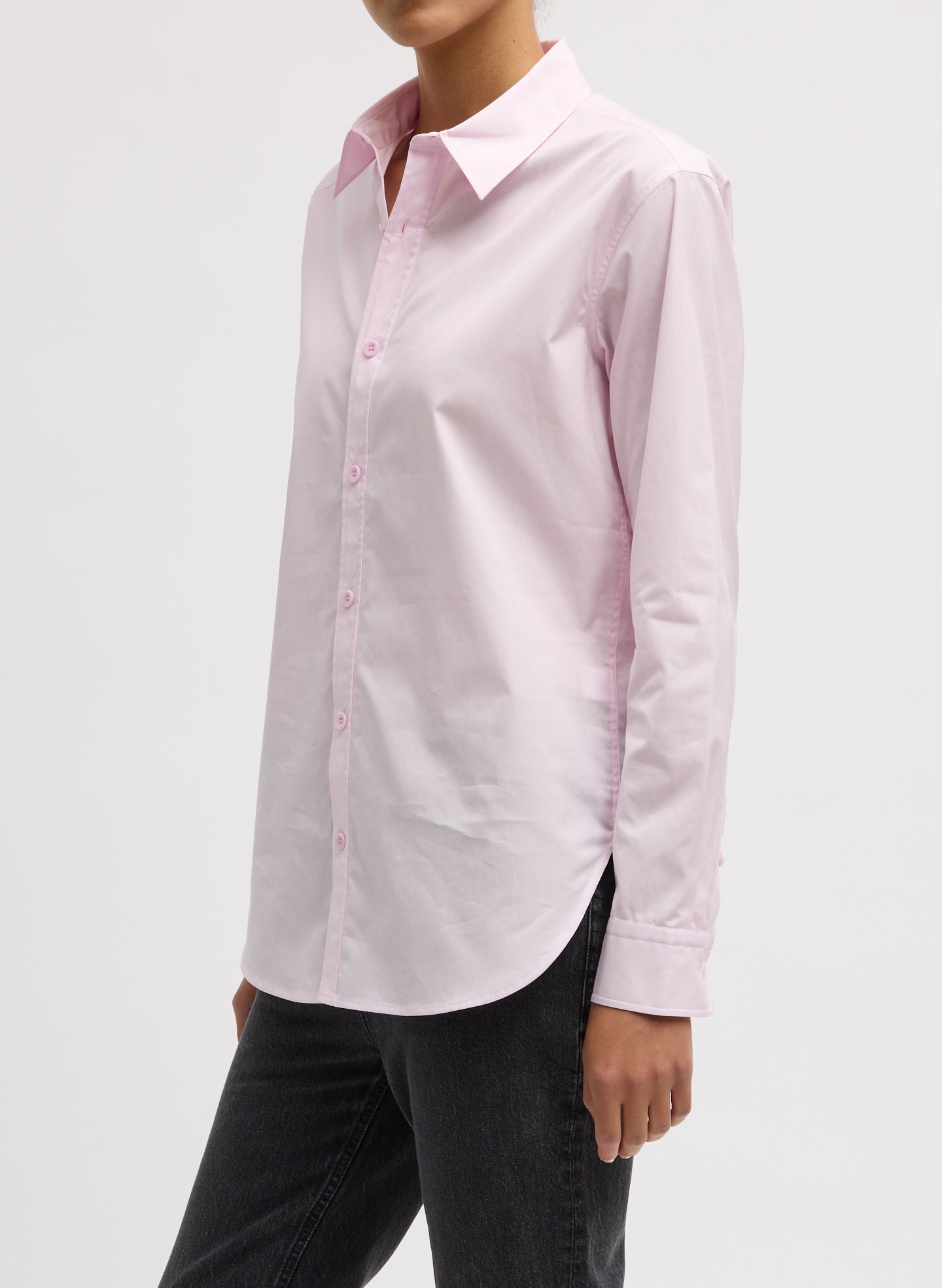 Pink Charlie Men's Slim Shirt - long sleeve button down shirt, side view on model