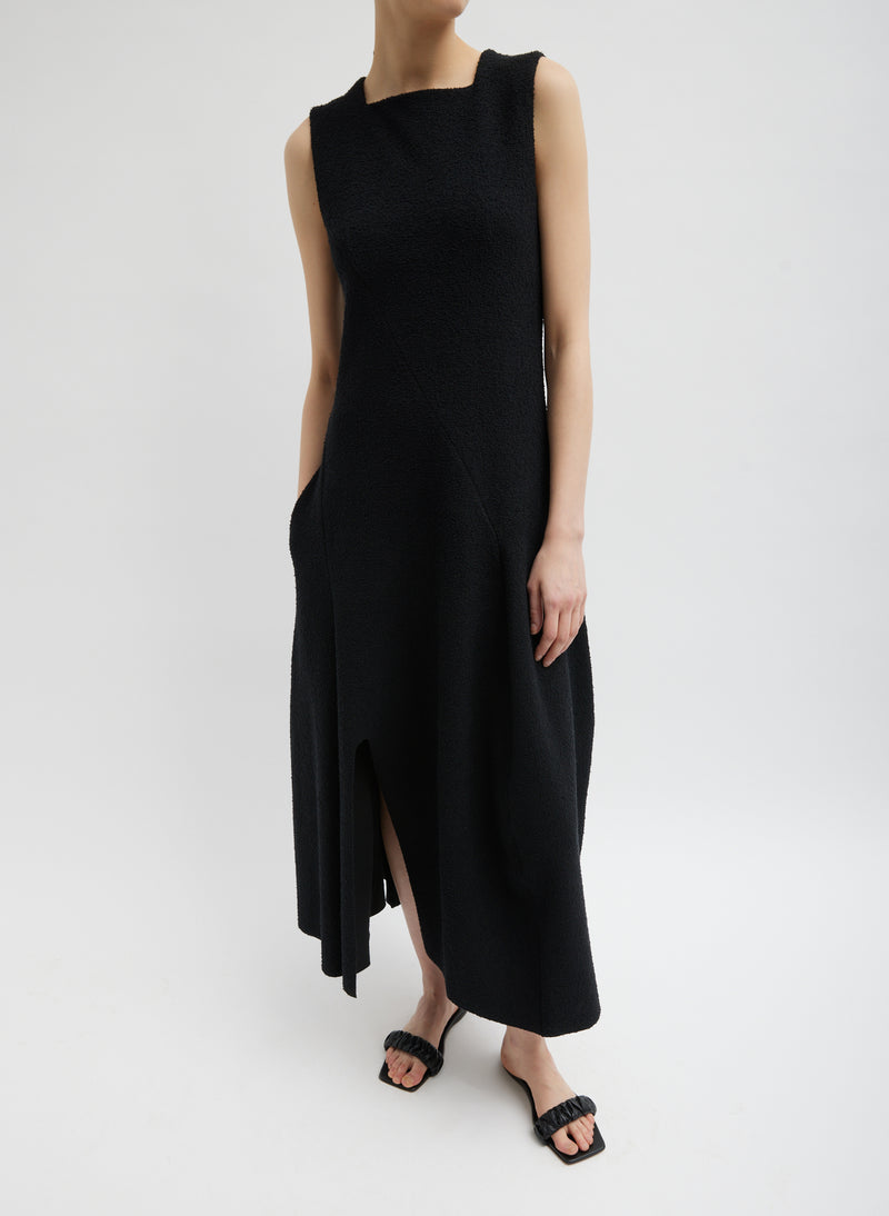 Boucle Knit Sculpted Dress Black-1