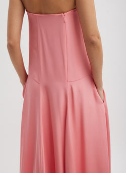 4-Ply Silk Strapless Sculpted Dress Pink-4