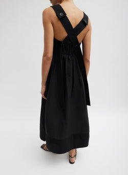 Linen Cotton Voile Sculpted Dress Black-9