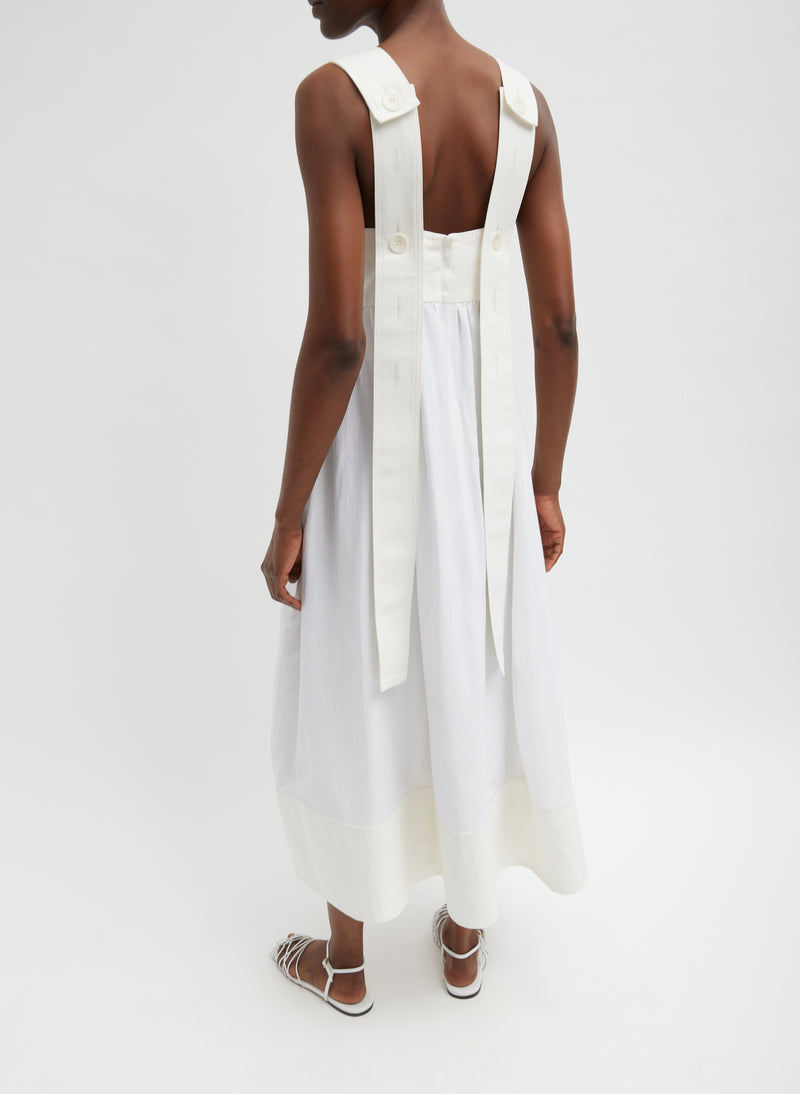 Linen Cotton Voile Sculpted Dress White-7