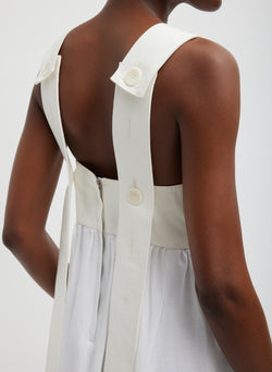 Linen Cotton Voile Sculpted Dress White-6