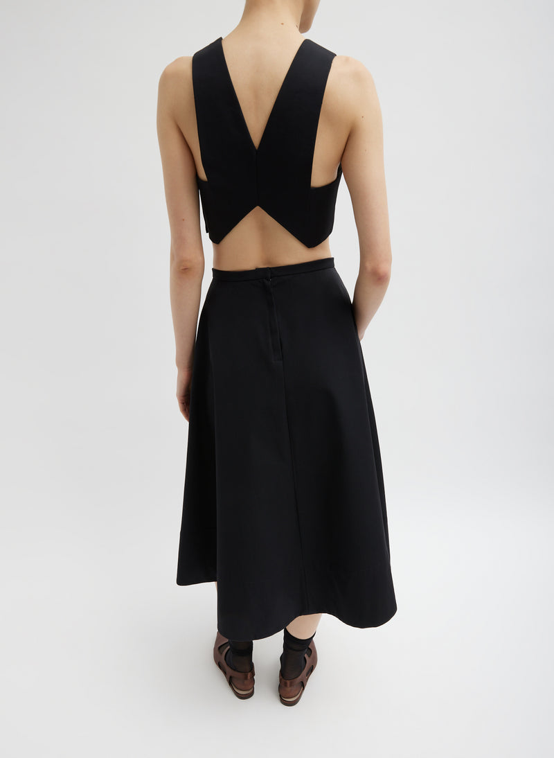 Bonded Luxe Twill Square Neck Cropped Top Black-5