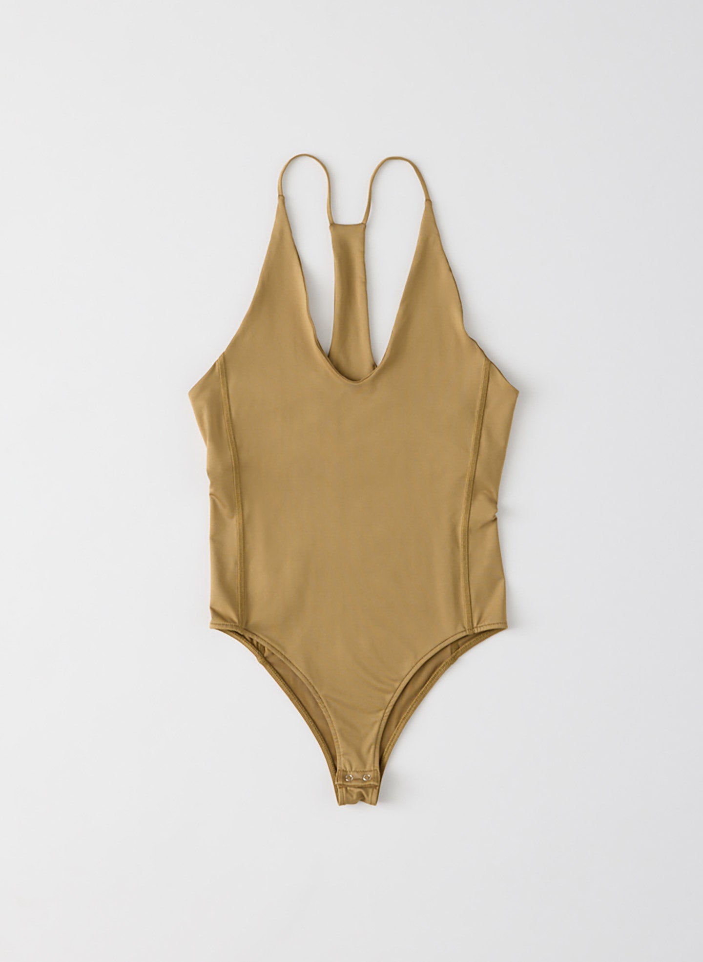 Tan Stretch Lightweight Tech Knit Strappy Racerback Tank Top - flat lay