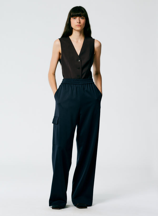 Active Knit Wide Leg Pull On Pant - Navy-1