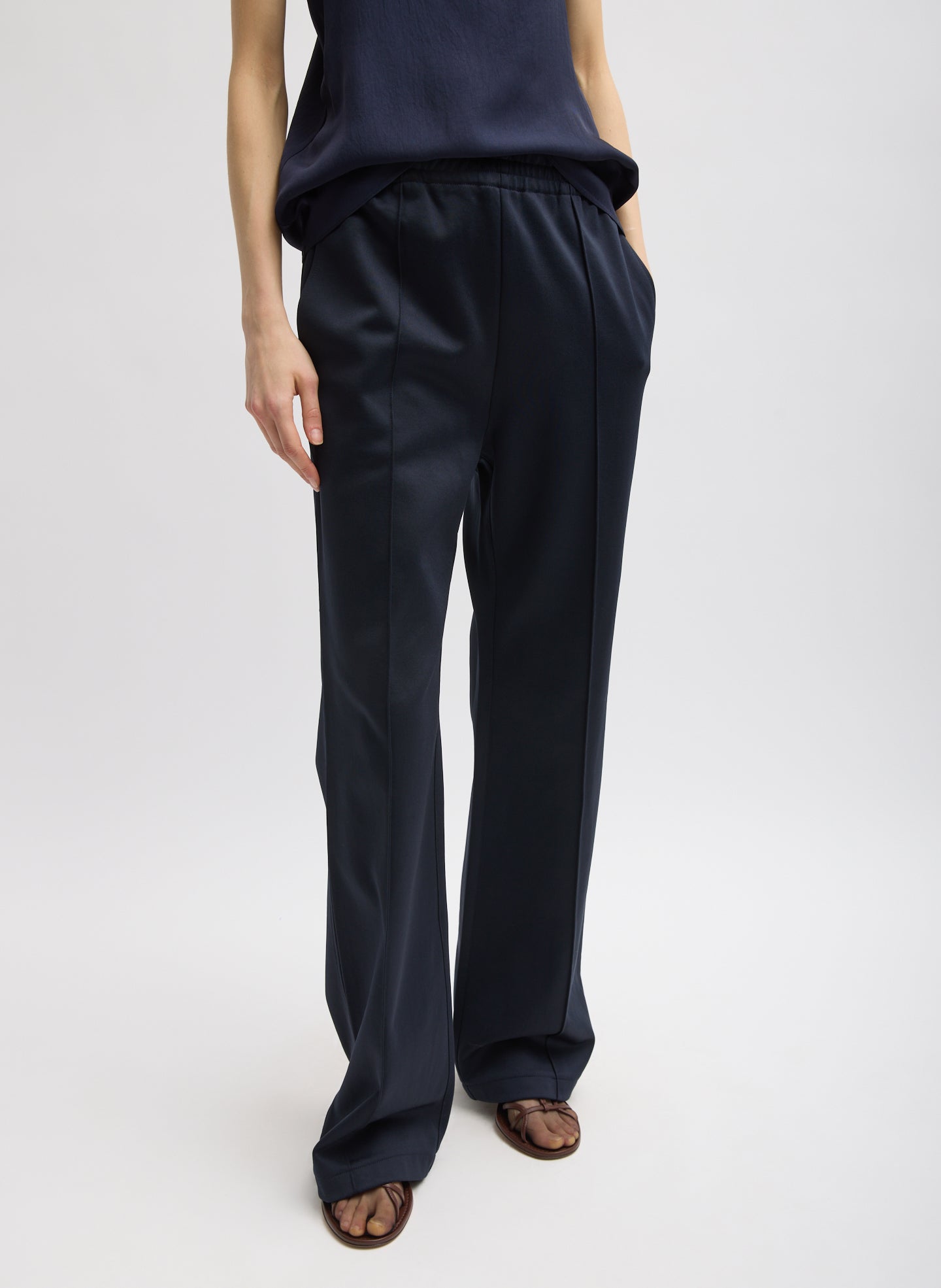 Navy Active Knit Scottie Jogger - front view on model