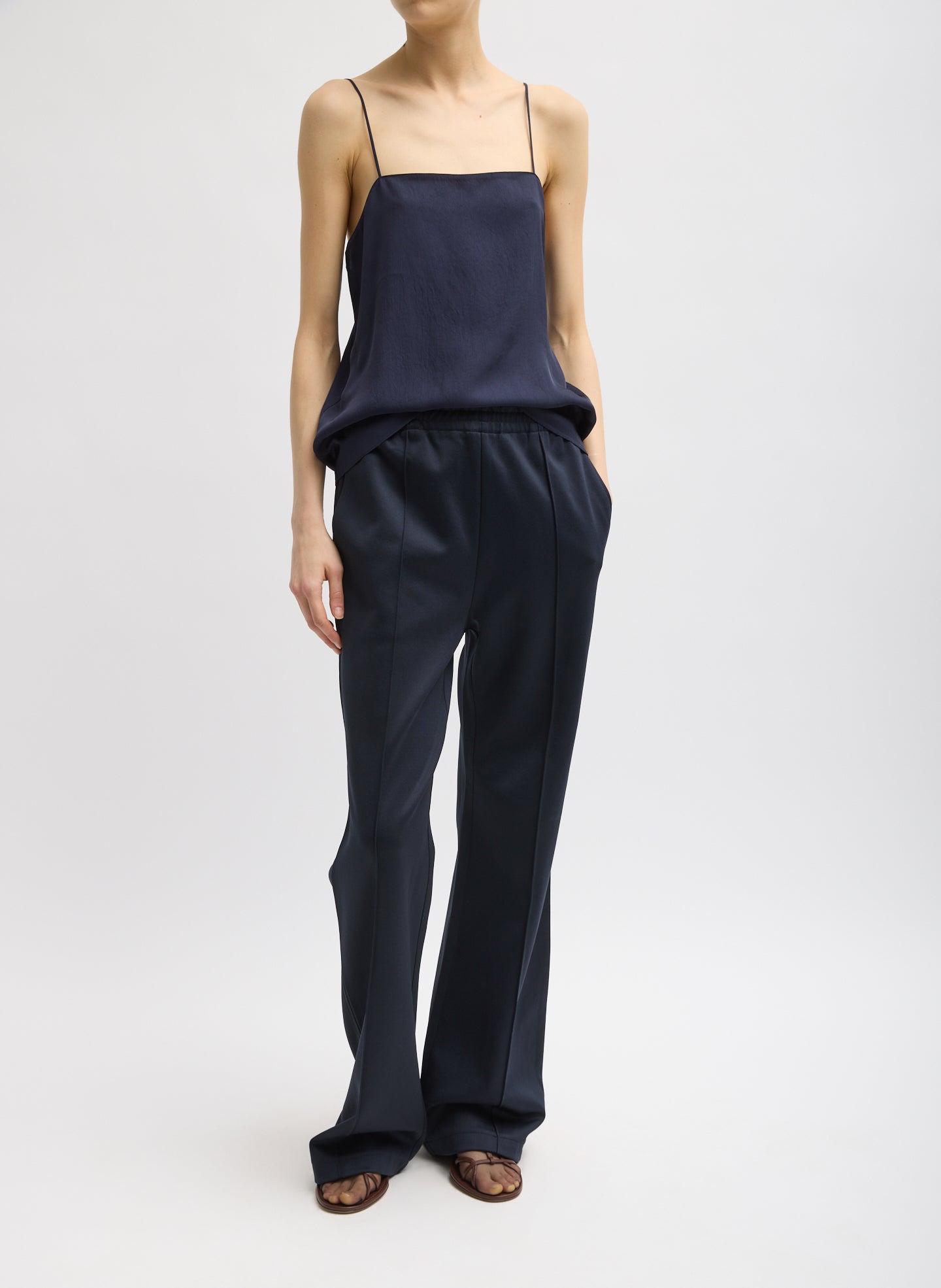 Navy Active Knit Scottie Jogger - full look, front view on model
