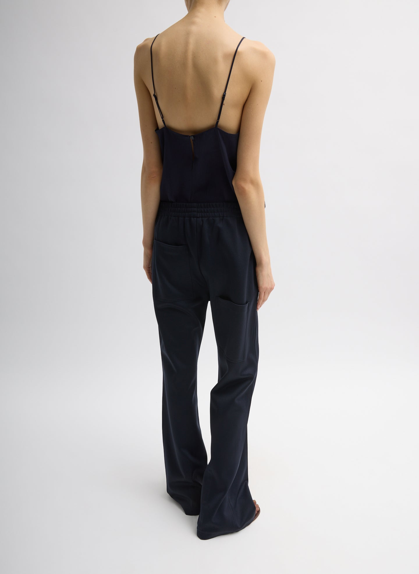 Navy Active Knit Scottie Jogger - full look, back view on model