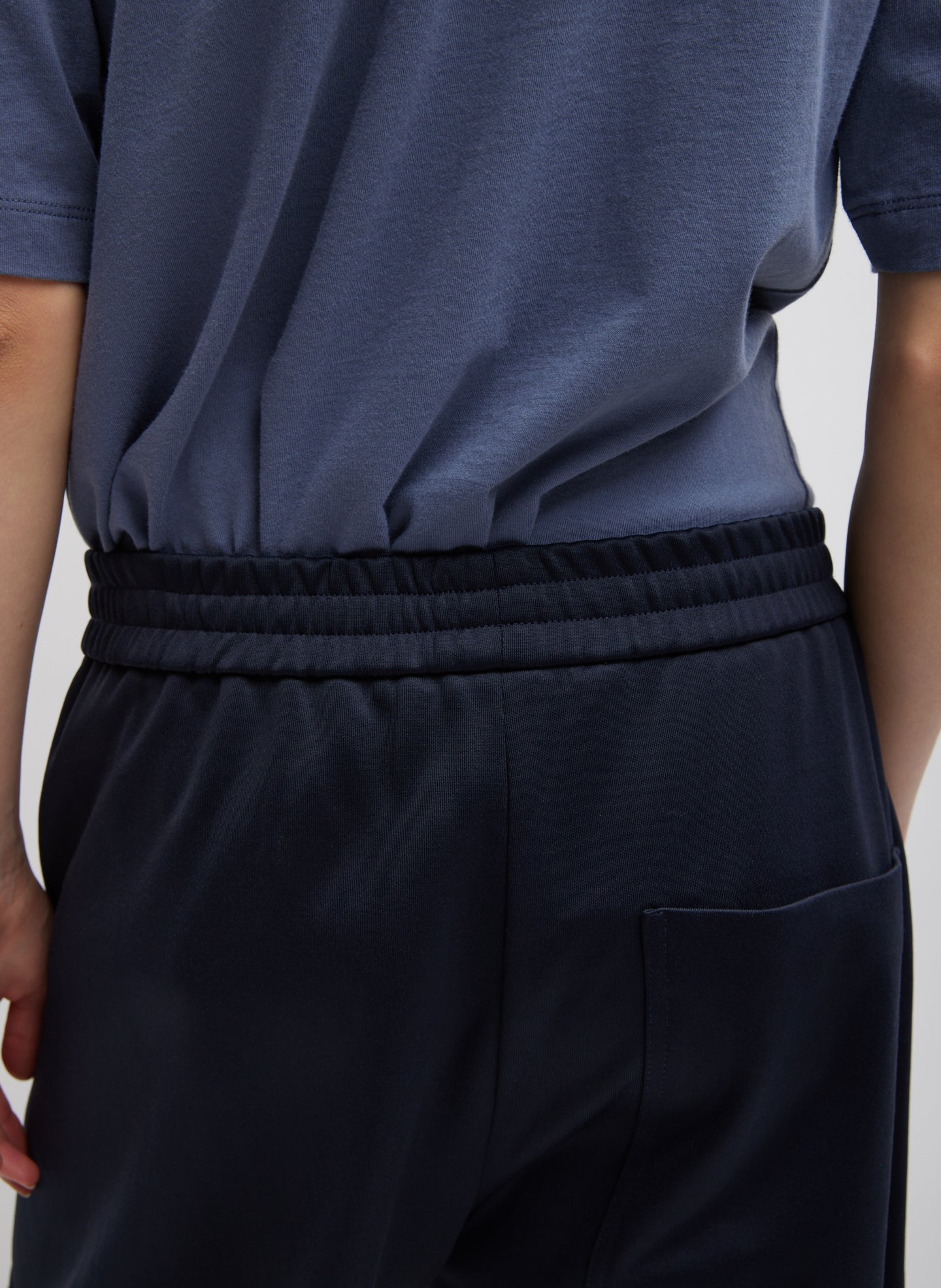 Navy Active Knit Winslow Pant - closeup of waistband detail