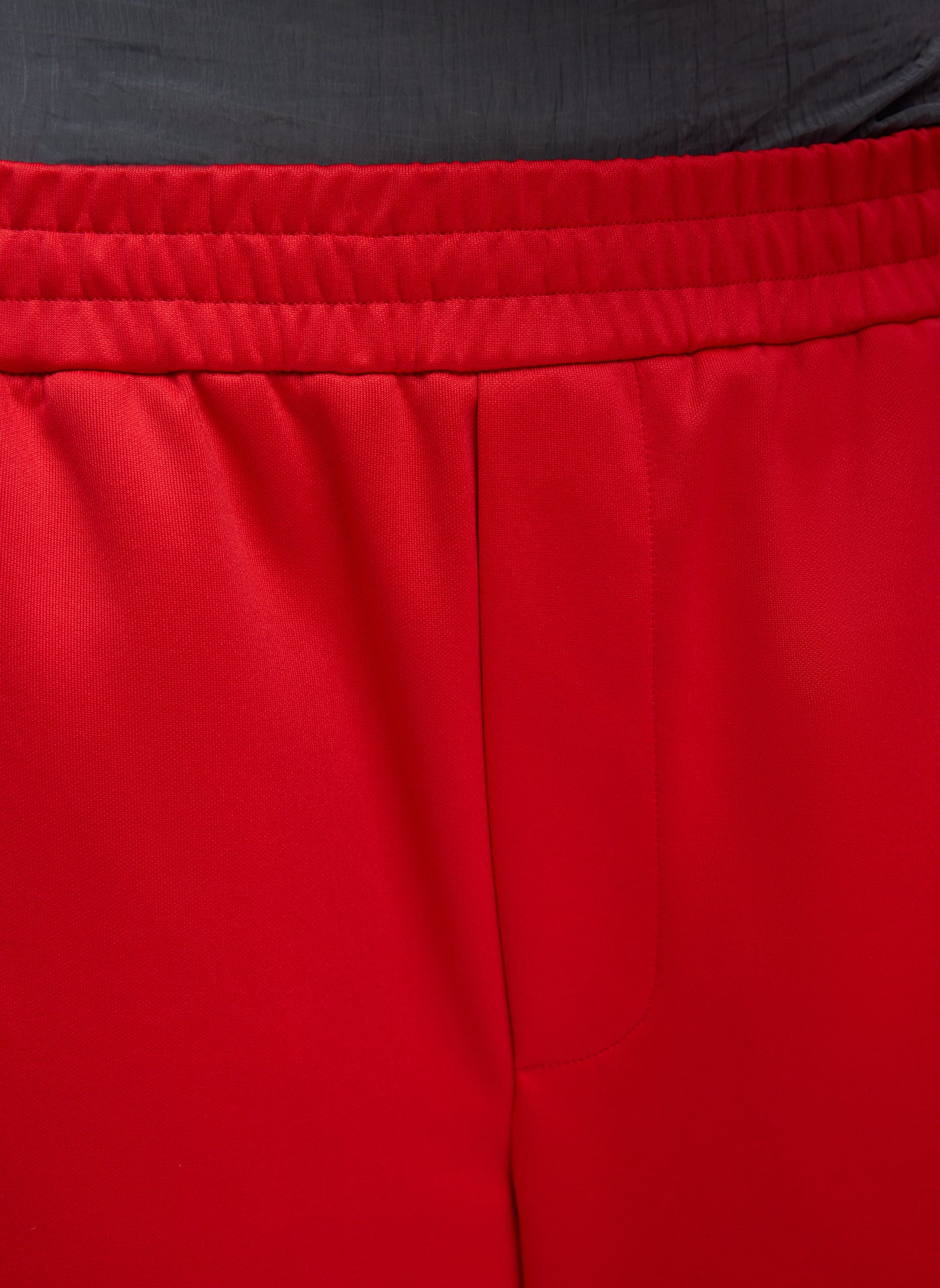 Red Active Knit Short - closeup of waistband