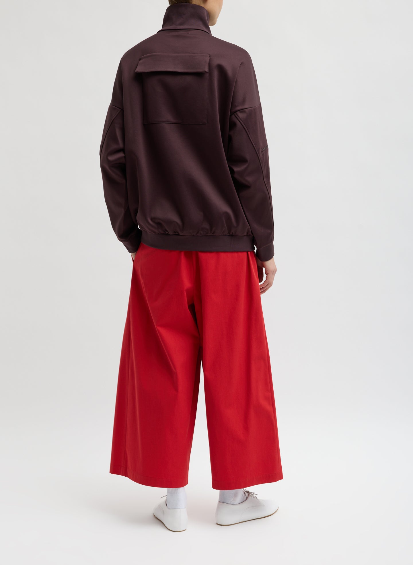 Brown Active Knit Zipper Detail Track Jacket - back view on model