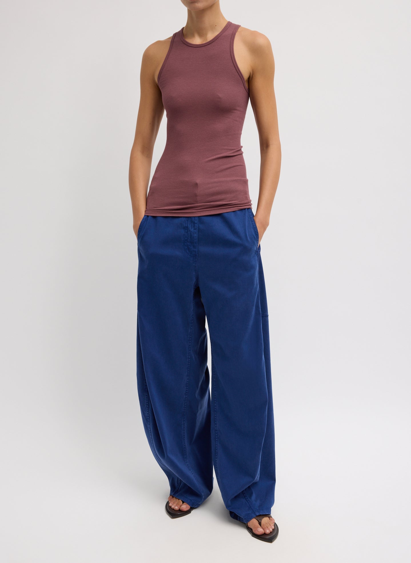 リミフゥ　20/-C Plain Stitch Chest Slit Tank Circular Fine Rib T-Shirt Tank – Tibi Official