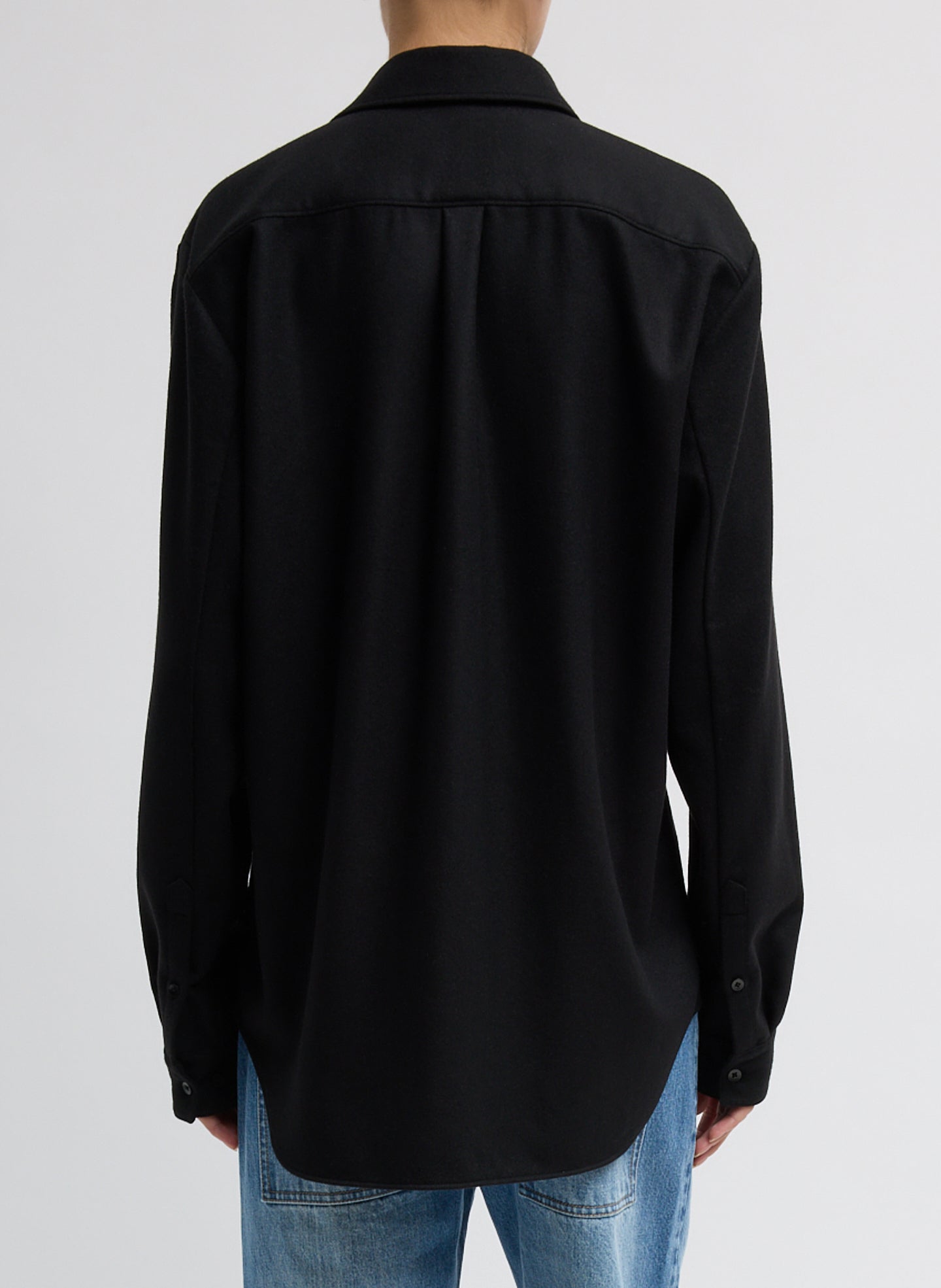 Black Cashmere Suiting Classic Men's Shirt - button down, back view on model