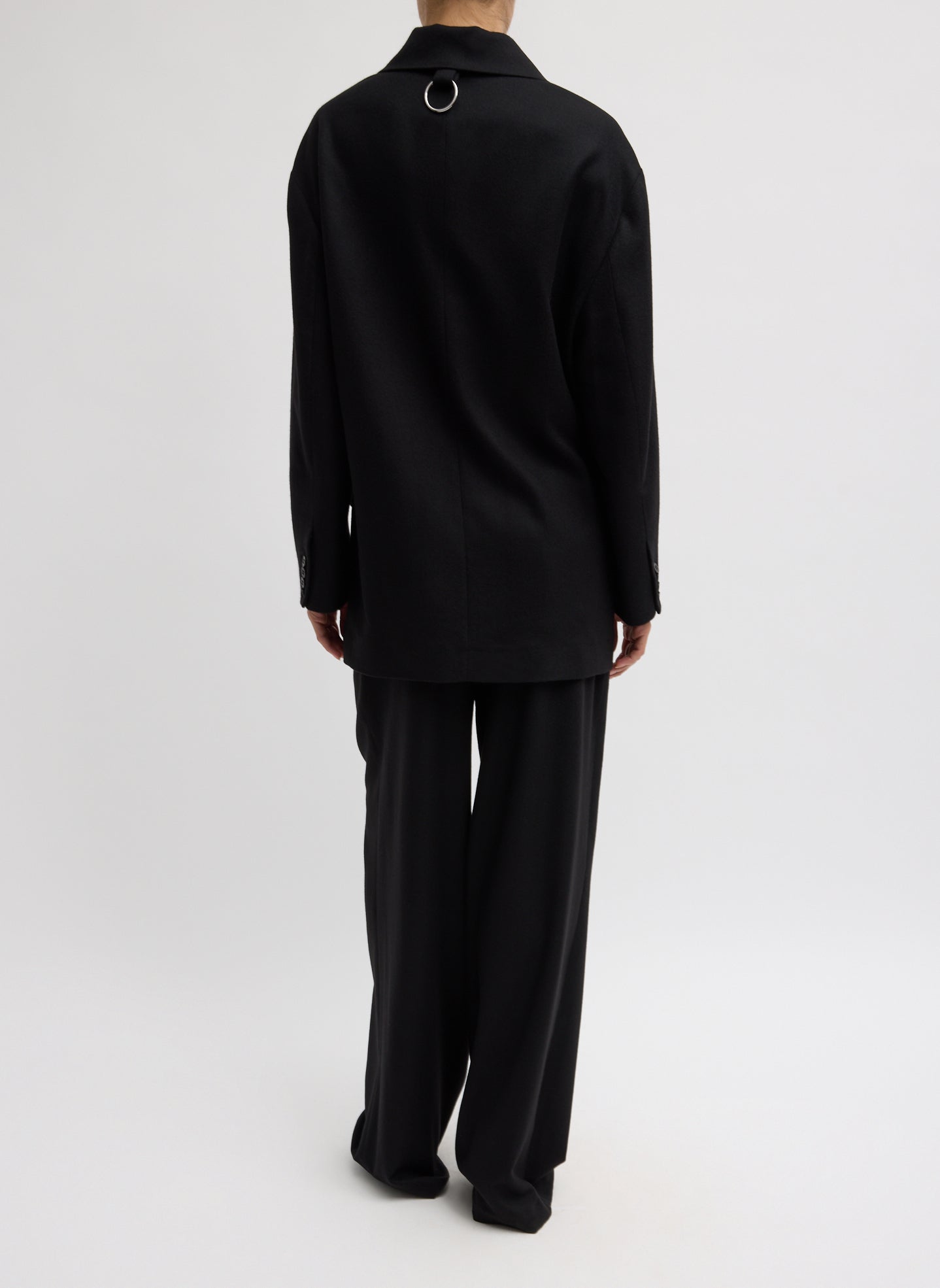 Black Cashmere Suiting Stella Pant - full look, back view on model