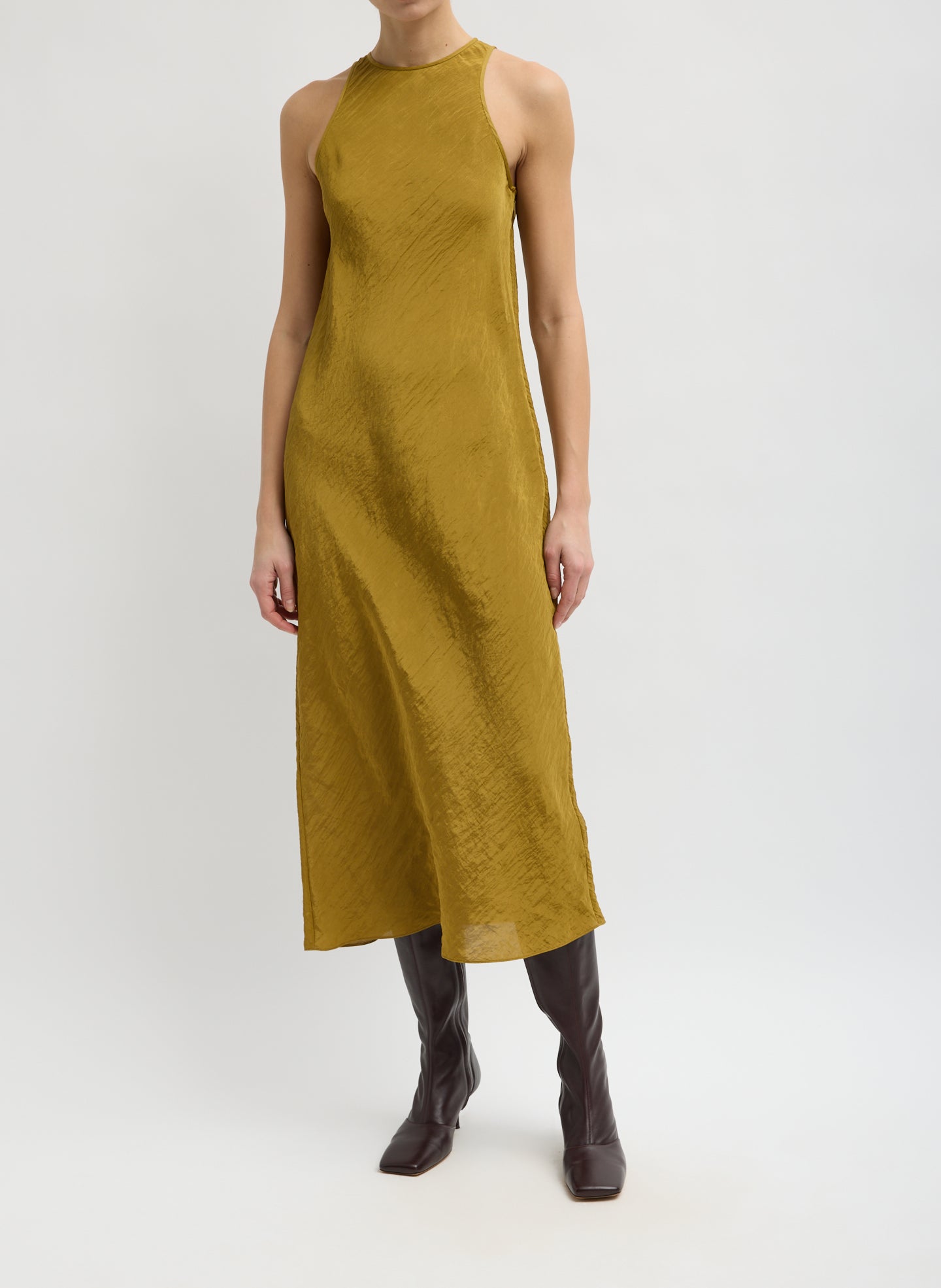 The Crinkle Slip Midi Bias Dress