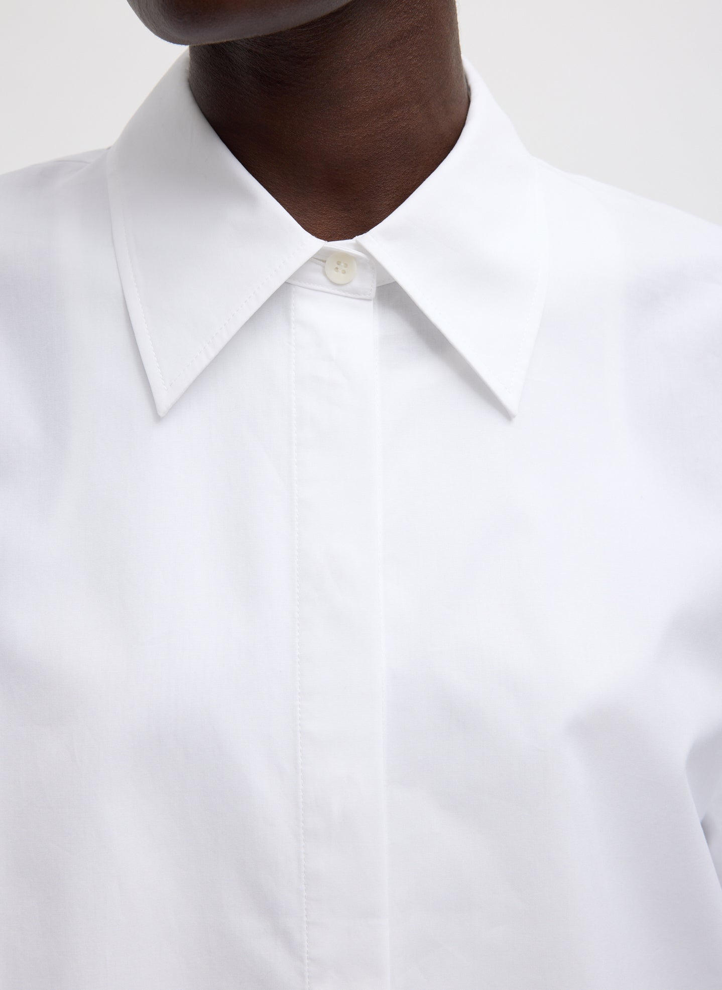 White Charlie Men's Slim Shirt - closeup of collar detail