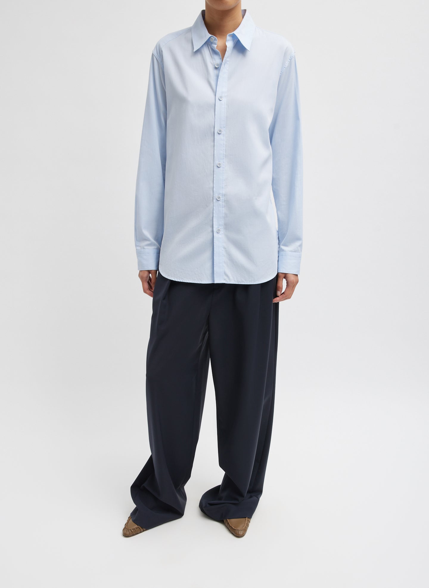 Light Blue Charlie Men's Slim Shirt - button down, front view on model