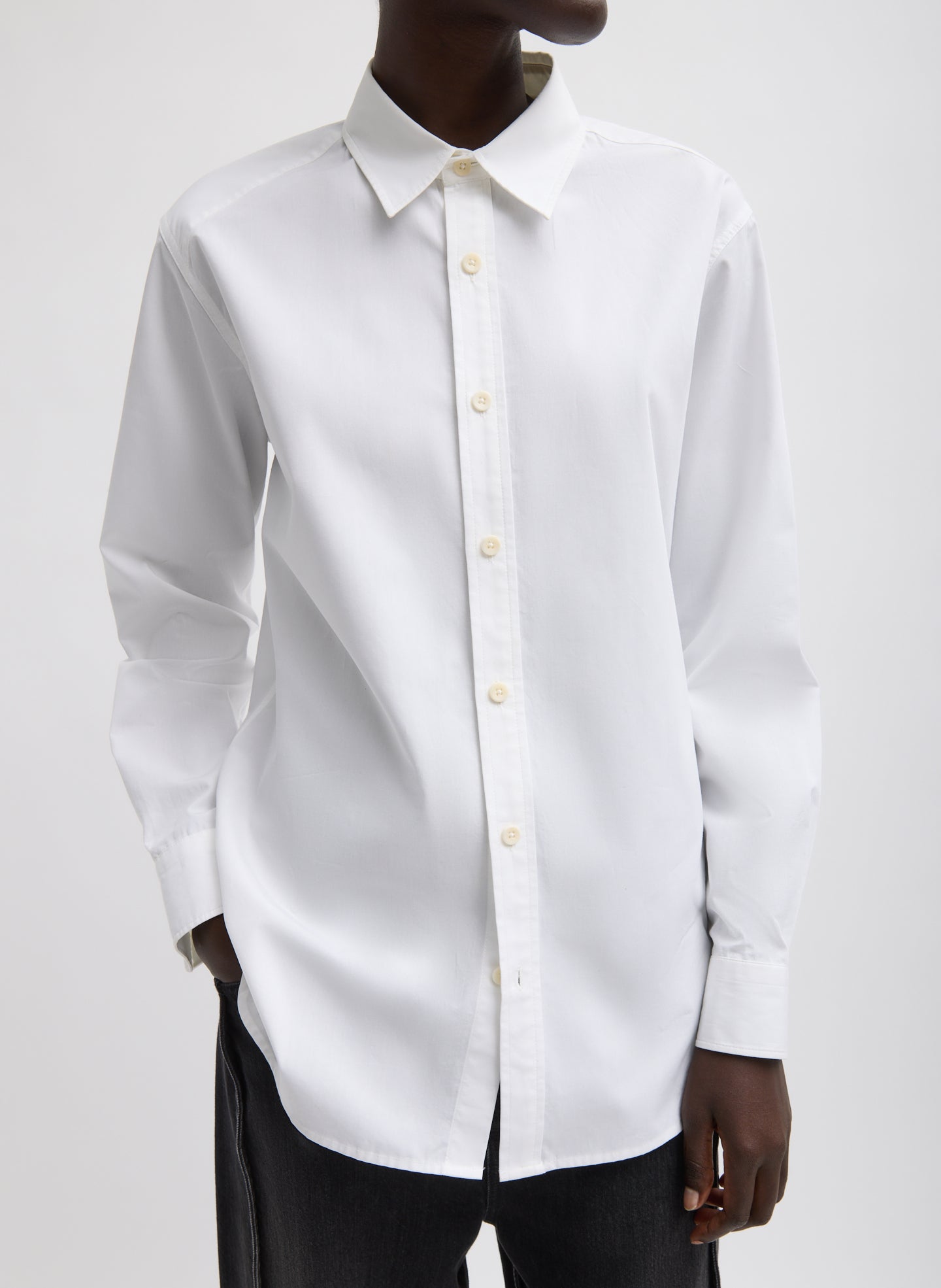 White Charlie Men's Slim Shirt - button down, front view on model