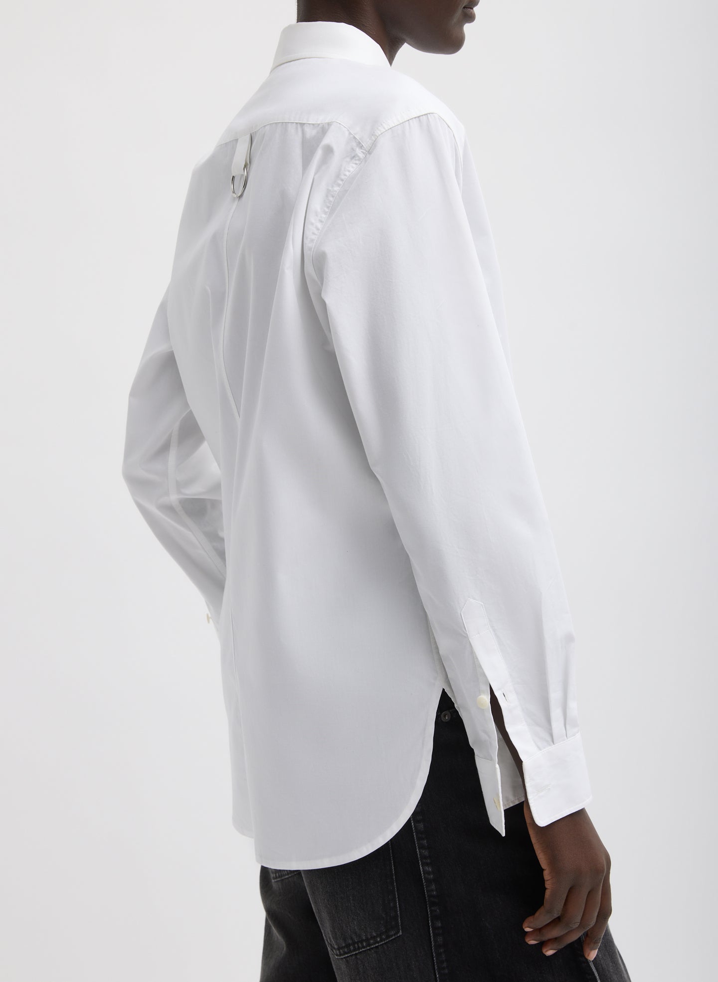 White Charlie Men's Slim Shirt - button down, side view on model